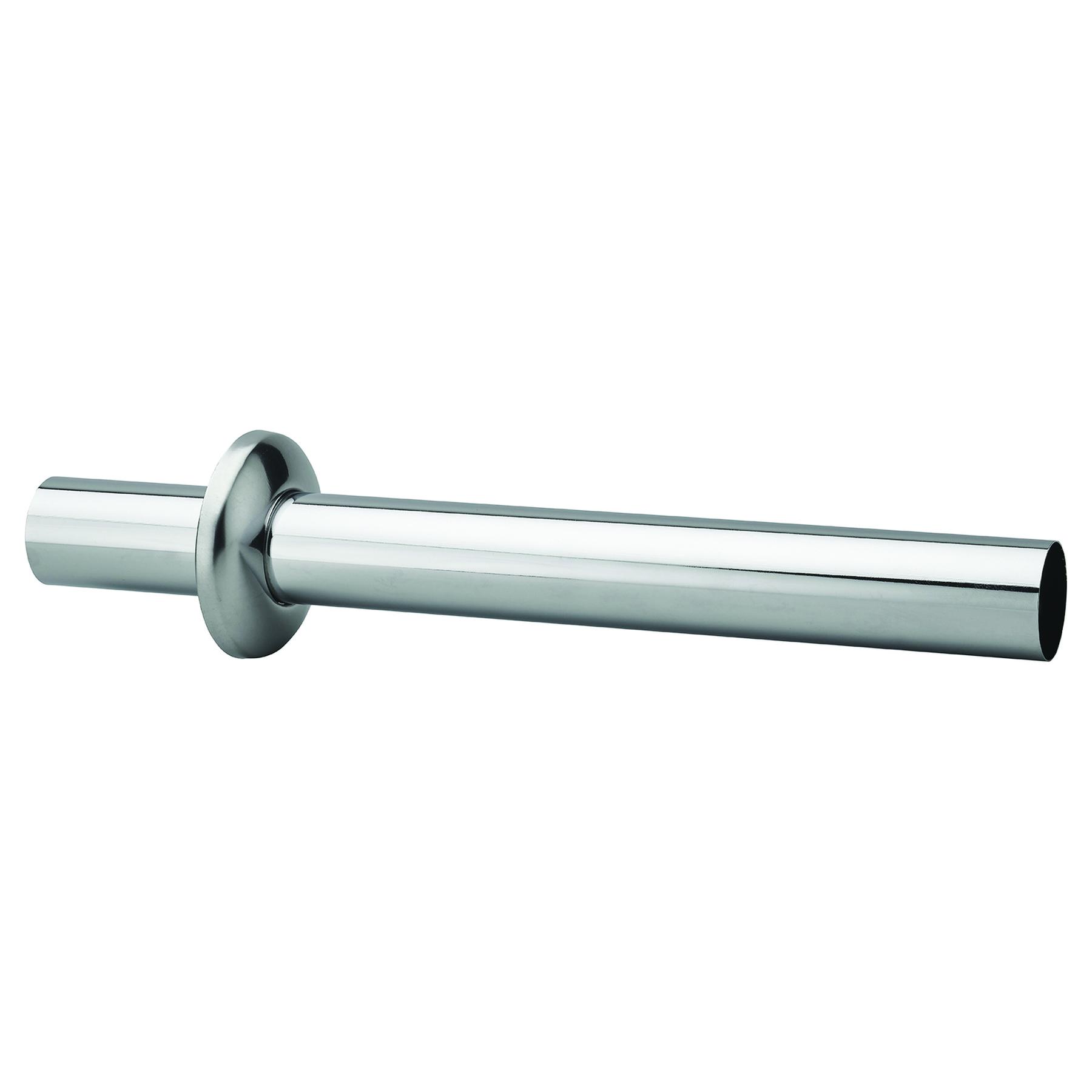 Sortie murale laiton chromé Ø32mm, L. 300mm, rosace inox Ø63mm