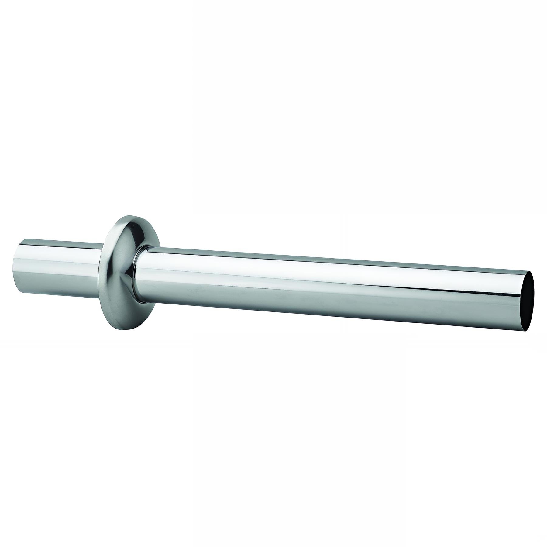 Sortie murale laiton chromé Ø32mm, L. 300mm, rosace inox Ø63mm