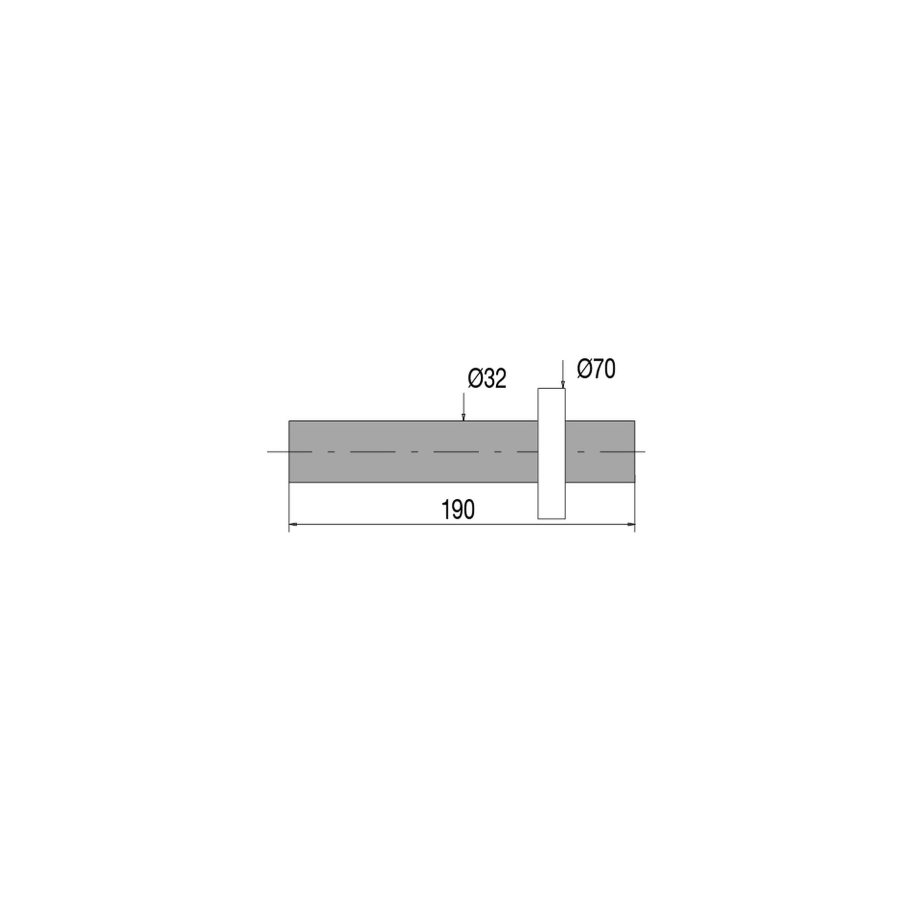 Sortie murale laiton Ø32mm, L. 190mm, rosace ABS chromé Ø70mm