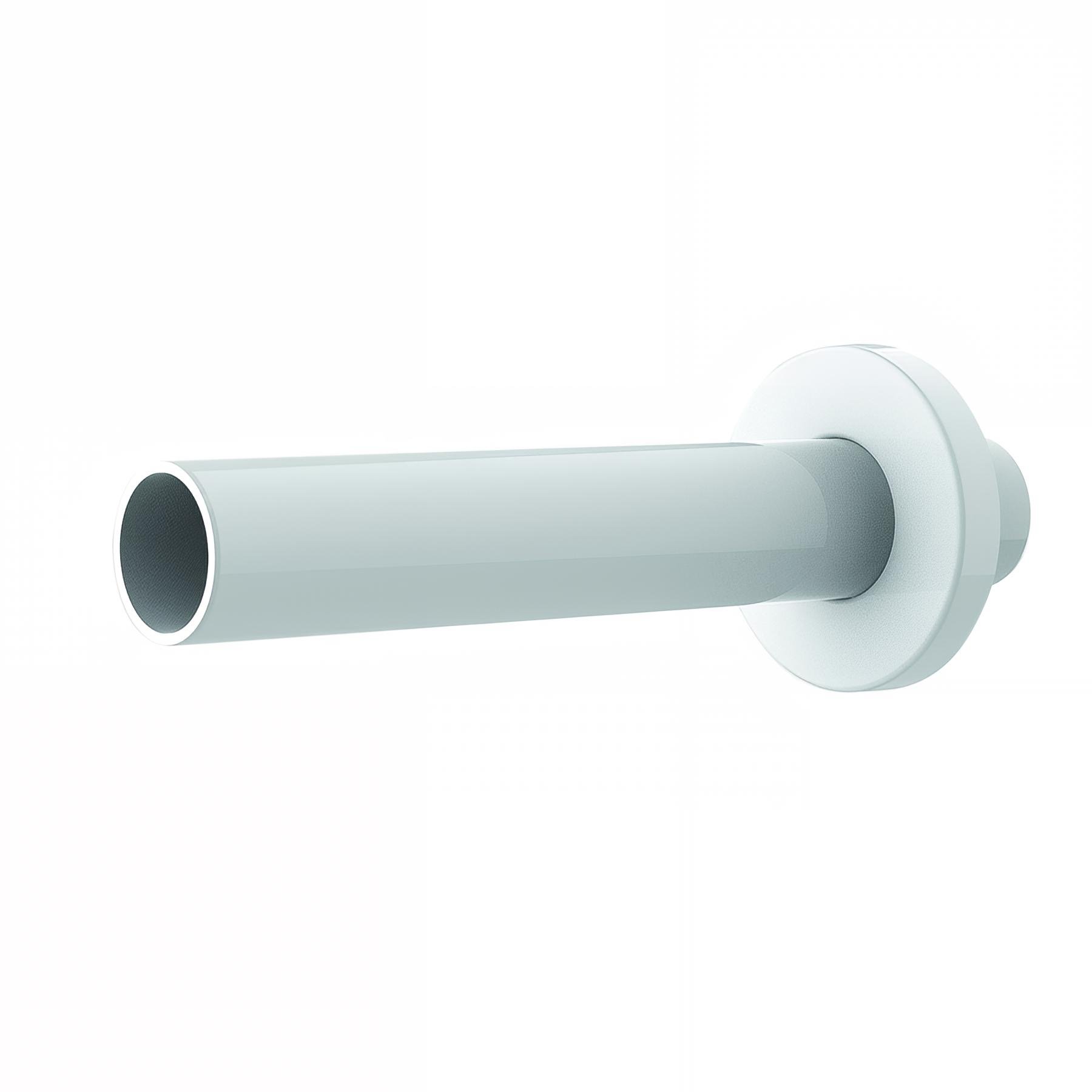 Sortie murale plastique blanc Ø32mm, L. 200mm, rosace plastique Ø70mm