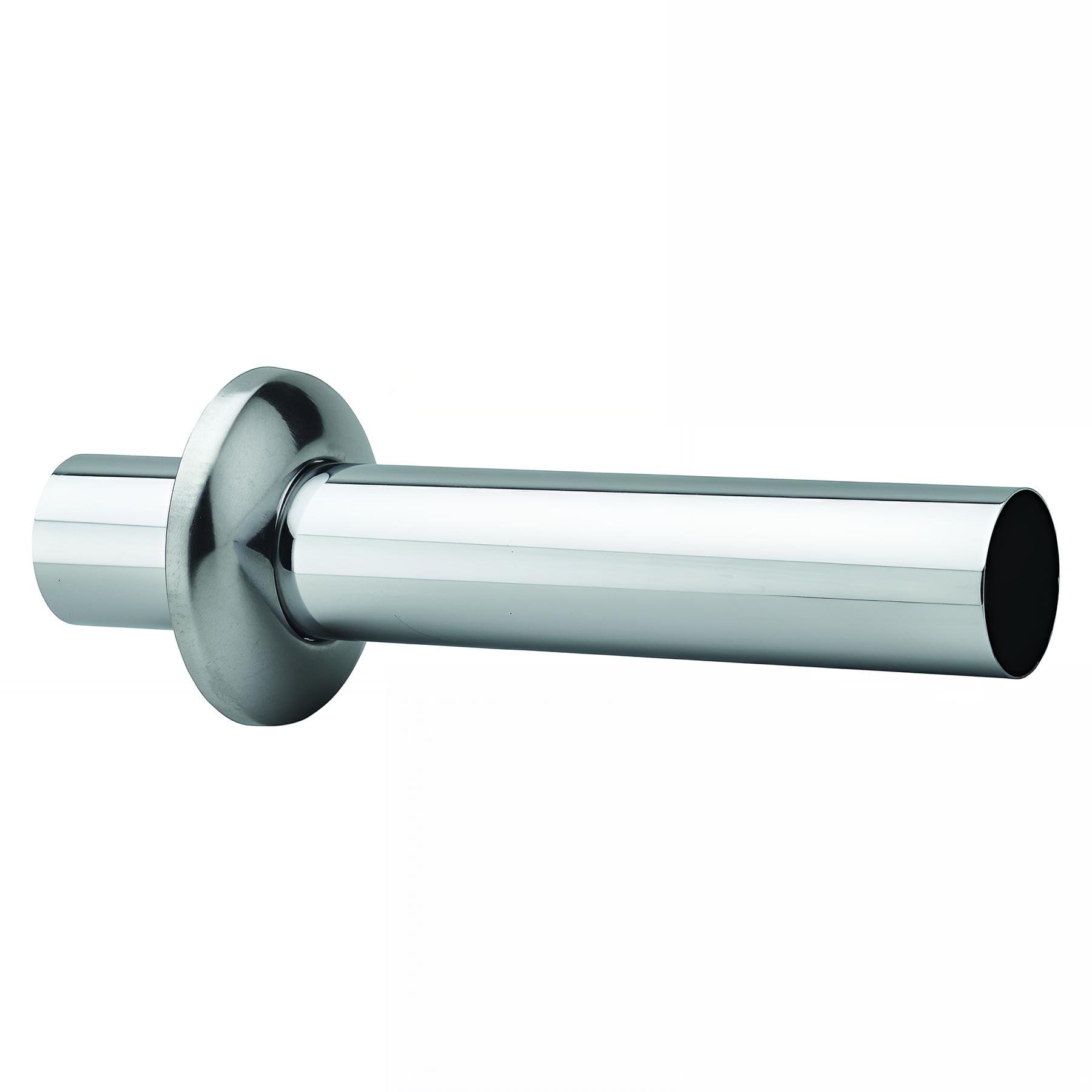 Sortie murale laiton chromé Ø32mm, L. 190mm, rosace inox Ø63mm