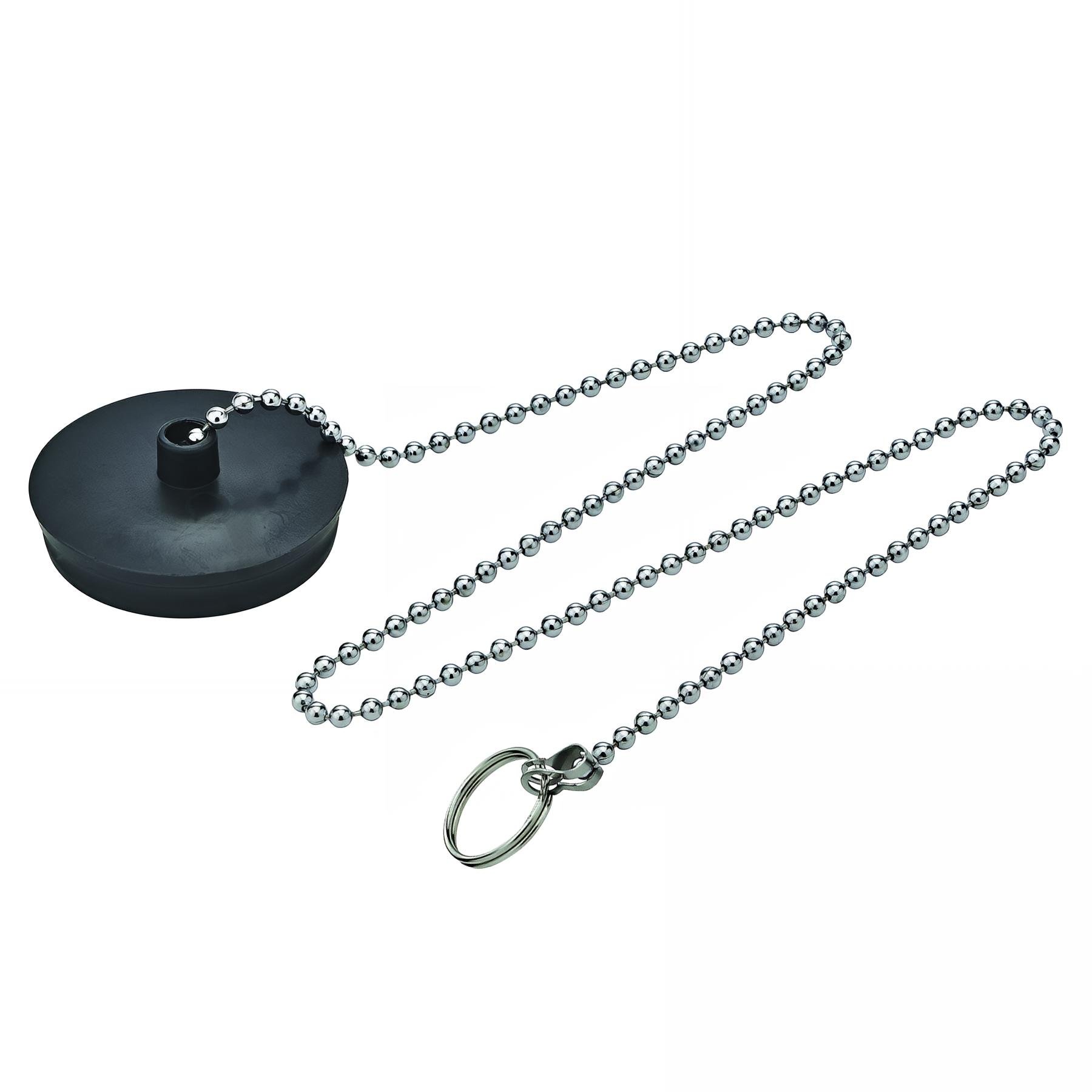 Bouchon noir Øbas 45xØhaut 50mm, chaînette L. 300mm, anneau brisé