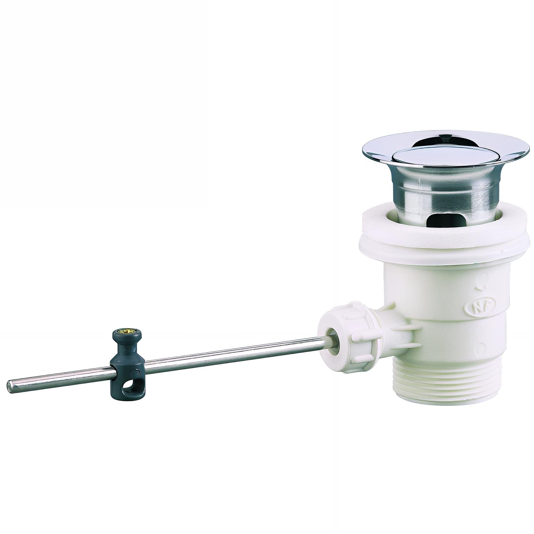 Bonde lavabo automatique laiton chromé, sans tirette verticale, serrage 40 à 50