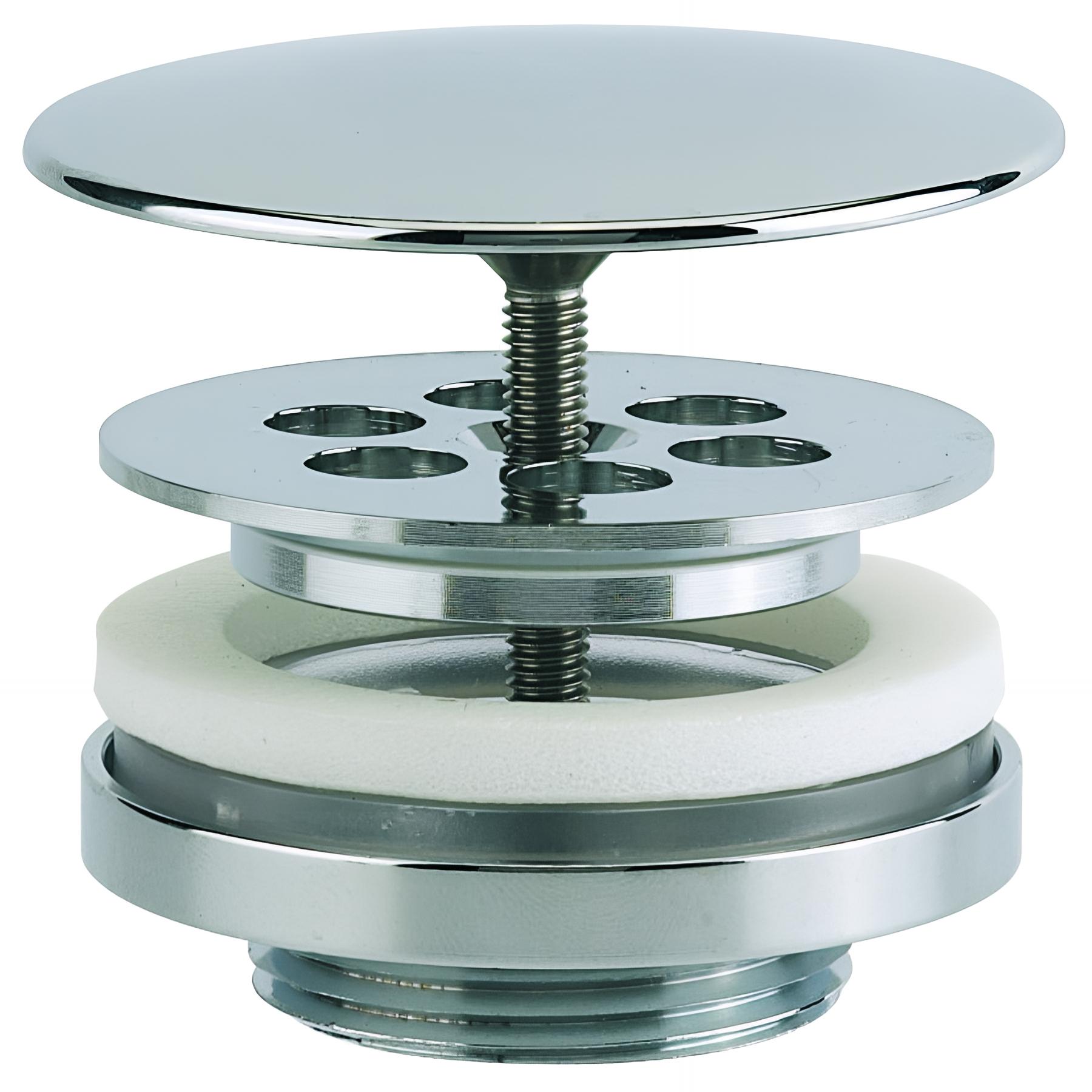 Bonde lavabo-vasque écoulement libre, clapet laiton, H. 55mm, serrage 9 à 55mm