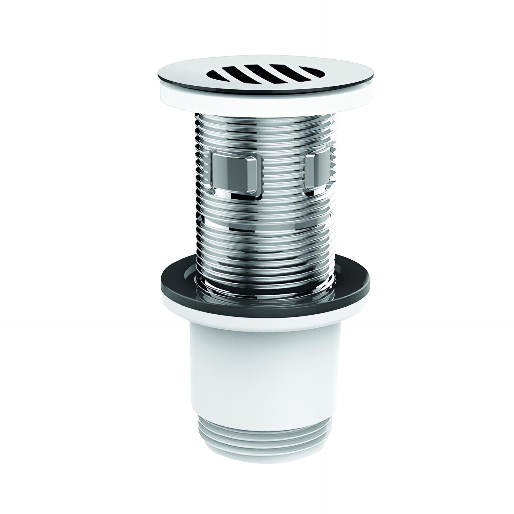 Bonde universelle lavabo écoulement libre,H. 100mm,ABS chromé,intercalaire blanc