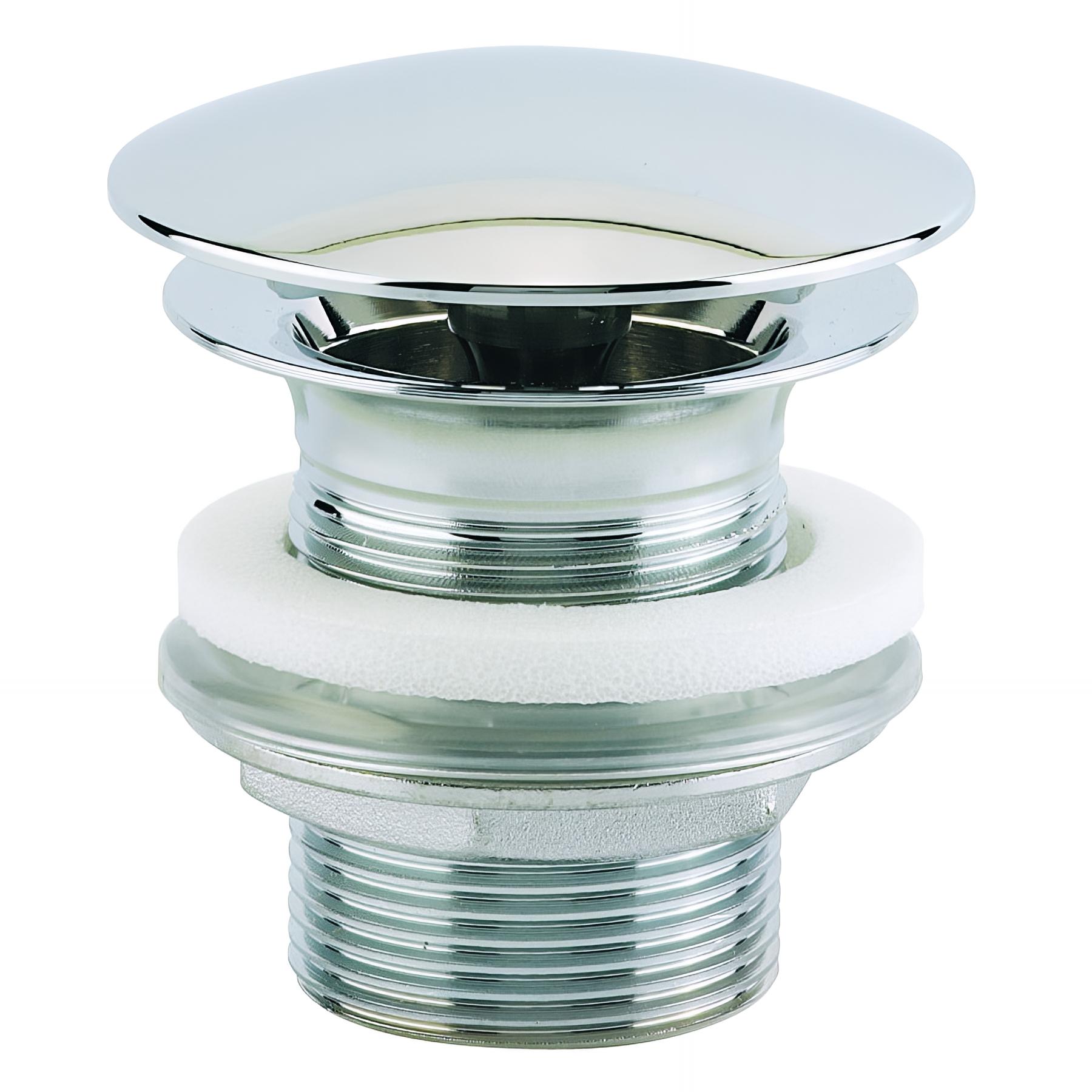 Bonde lavabo-vasque écoulement libre,clapet laiton chromé,H. 60mm,serrage 8 à 35