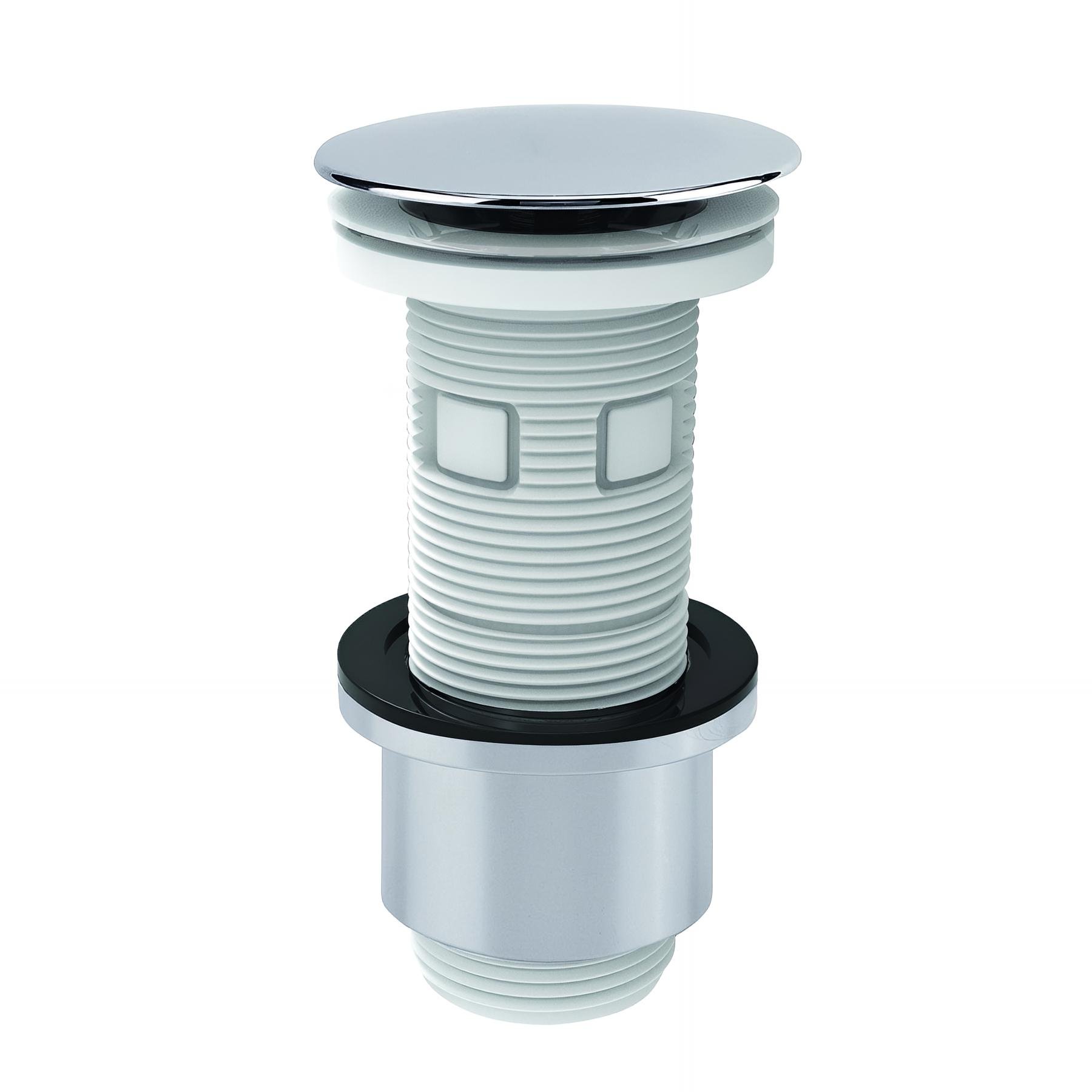 Bonde universelle digiclic ou fixe, H. 100 mm, clapet inox, corps ABS blanc