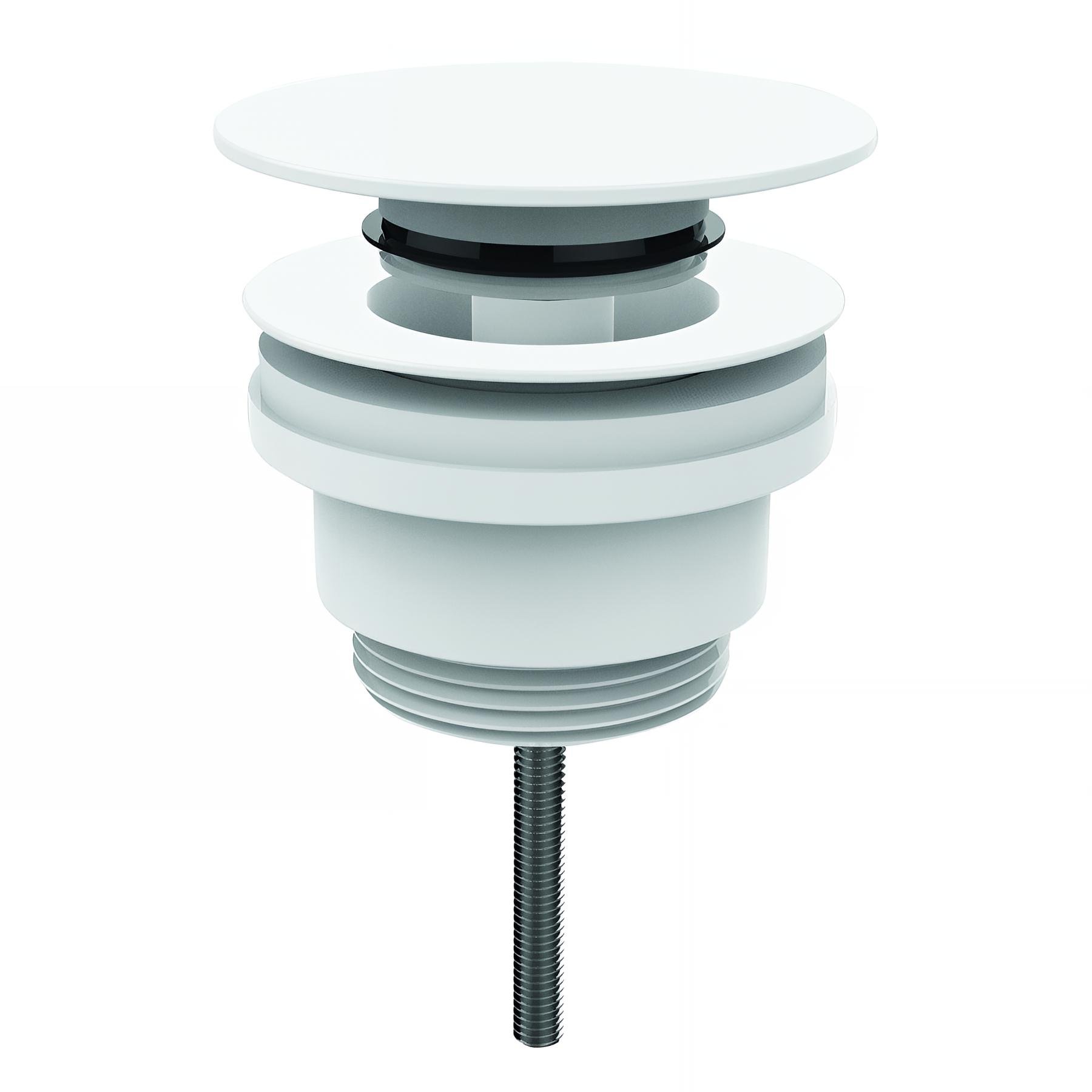 Bonde universelle lavabo digiclic, laiton blanc mat, H. 116mm serrage 10 à 80 mm