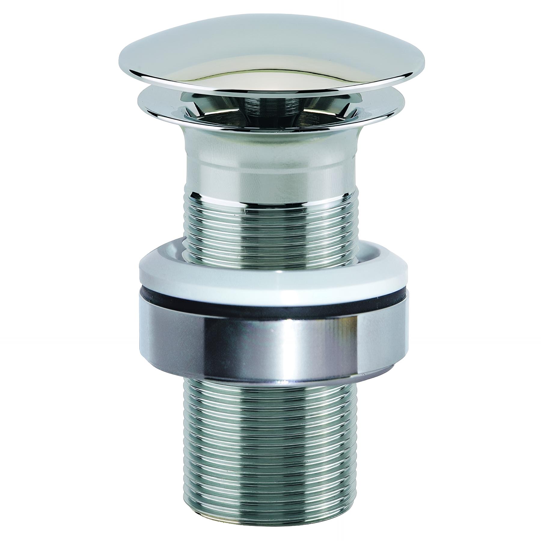 Bonde lavabo écoulement libre,clapet laiton chromé,H.100mm,serrage 35 à 75 mm