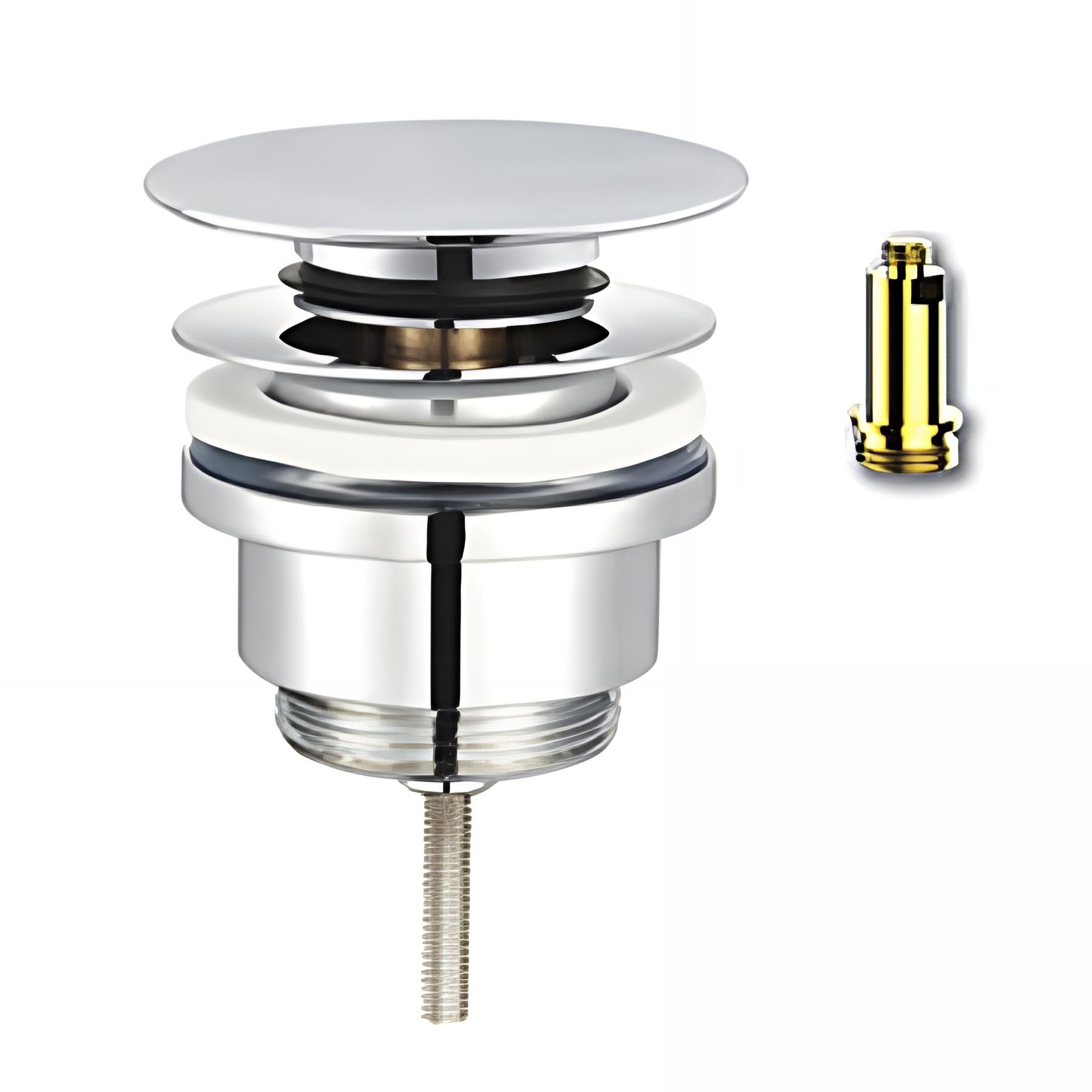 Bonde universelle lavabo laiton chromé,digiclic ou fixe,H. 116mm serrage 10 à 80