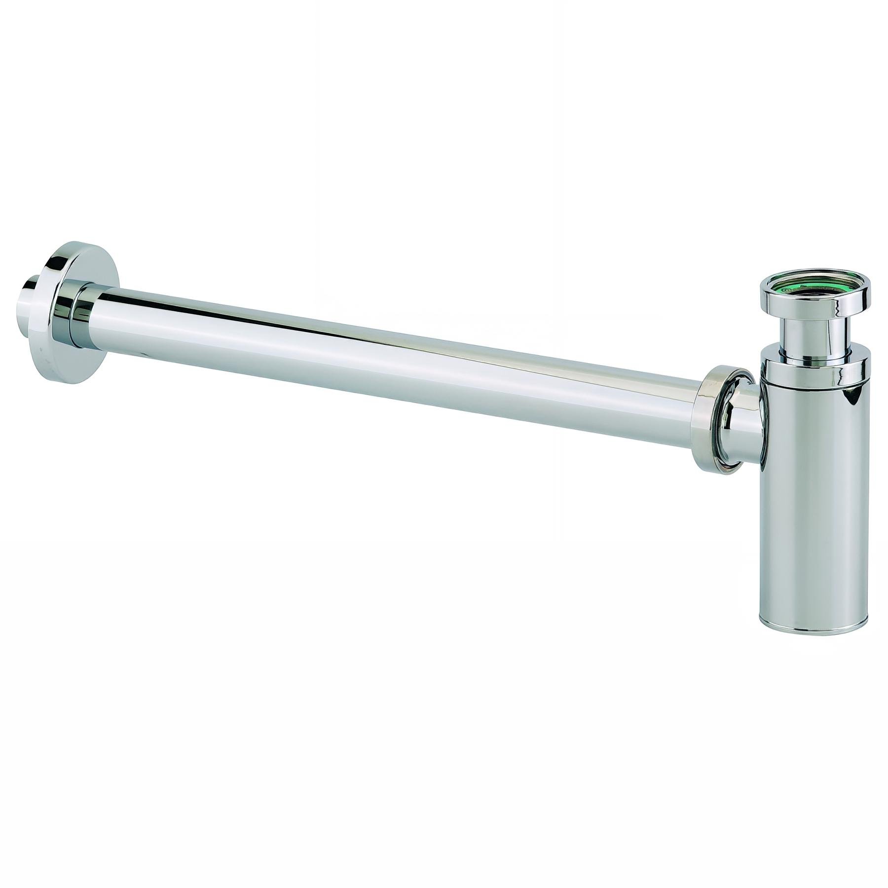 Siphon lavabo laiton chromé, réglable 50/120mm, sortie murale 300mm Ø32mm