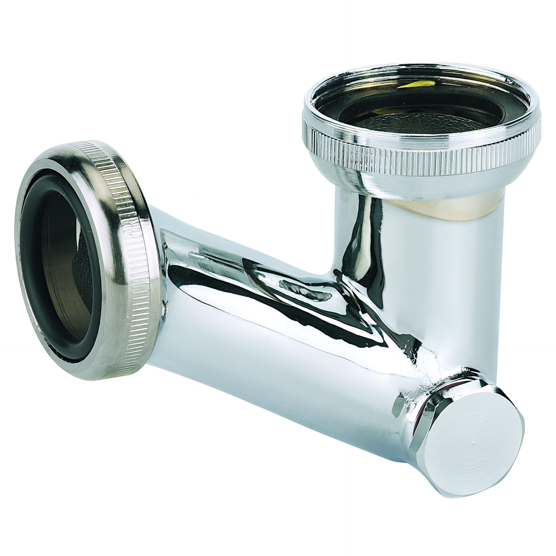 Siphon lavabo laiton chromé, V-non réglable, sortie Ø32mm, débit : 18 l/mn