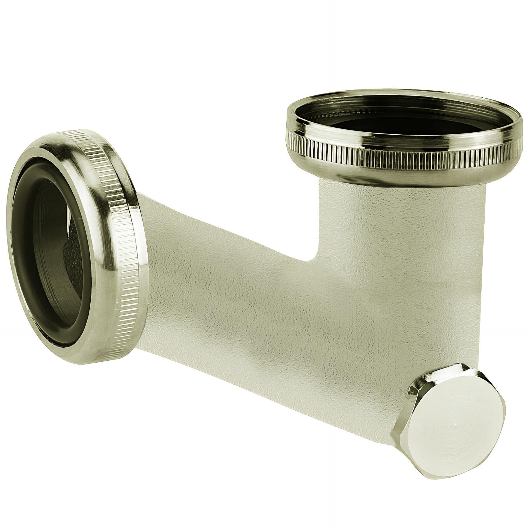 Siphon lavabo nickel mat, V-non réglable, sortie Ø32mm, débit : 18 l/mn