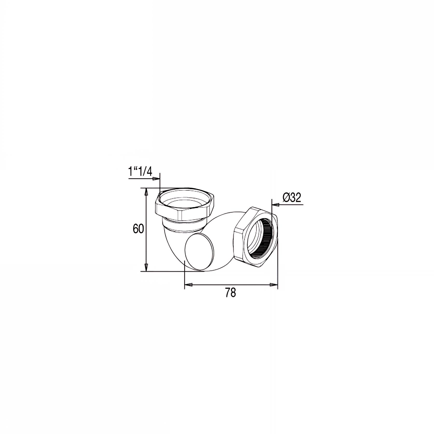 Siphon lavabo laiton chromé, compact,non réglable, sortie Ø32mm, débit : 18 l/mn