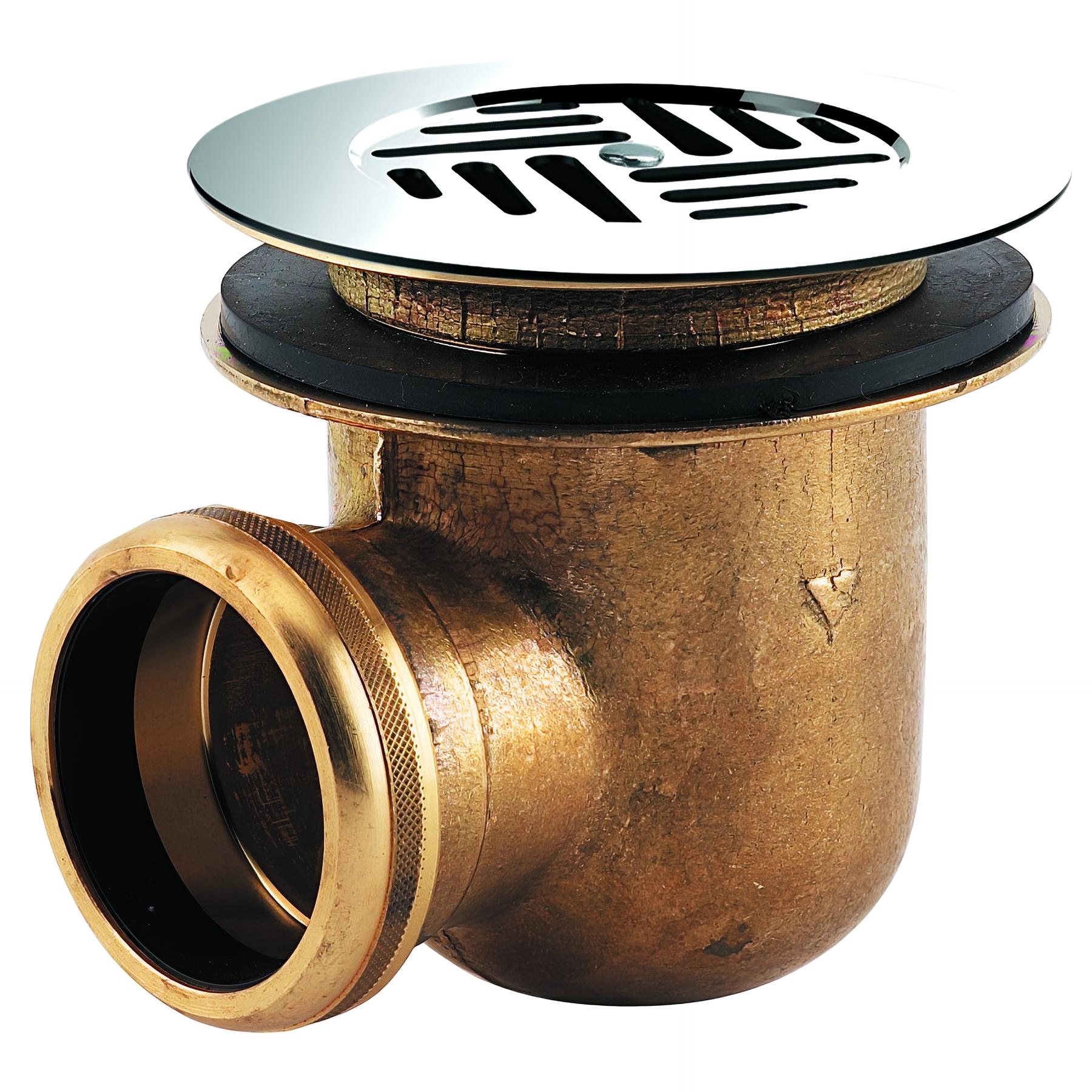 Bonde receveur de douche Ø60mm, laiton, grille Ø85mm, sortie horizontale Ø40mm