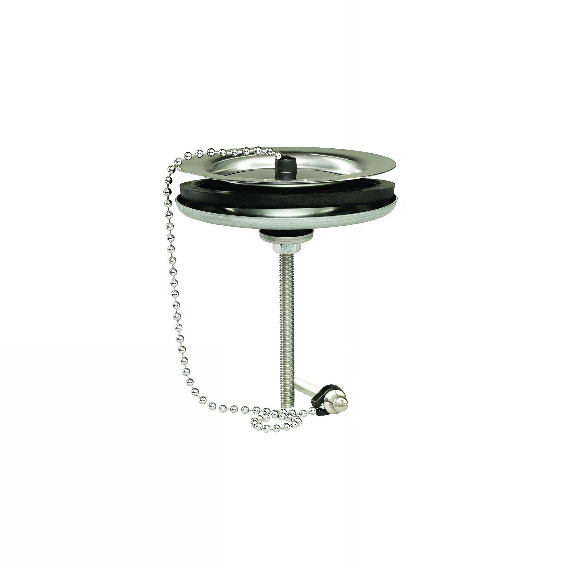 Bonde évier cuves communicantes Ø60mm, bouchon enjoliveur inox, cuvette Ø85mm