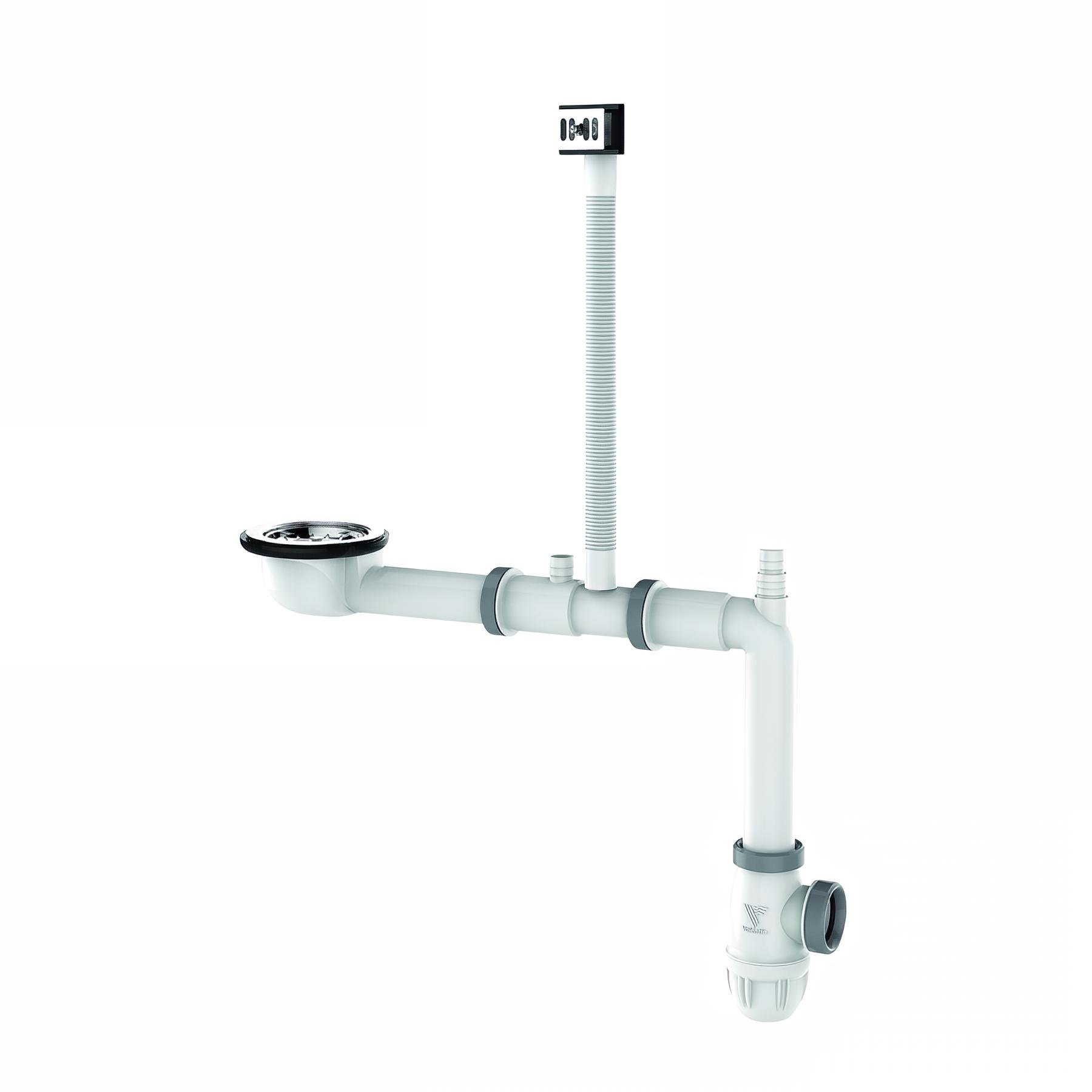 Vidage gain d'espace TBXP, pour évier 1 cuve Ø90mm, H. 65mm, avec trop-plein