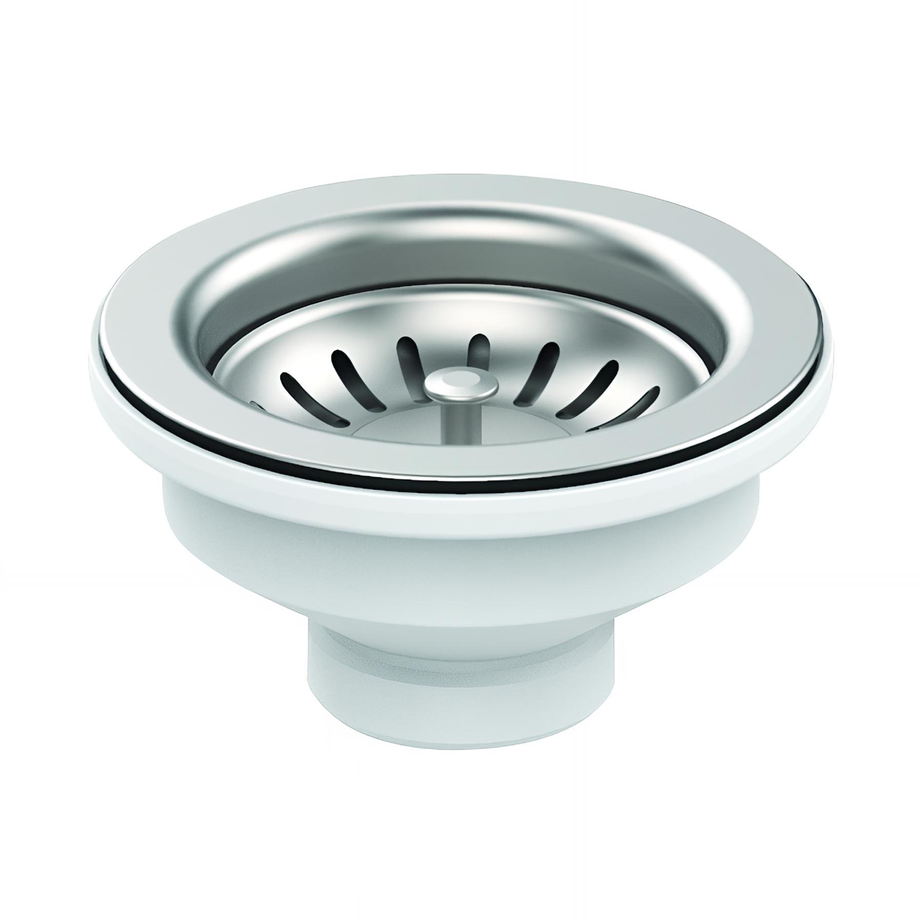 Bonde évier Ø90mm, panier inox Ø79mm, cuvette Ø114mm, serrage 0 à 13mm