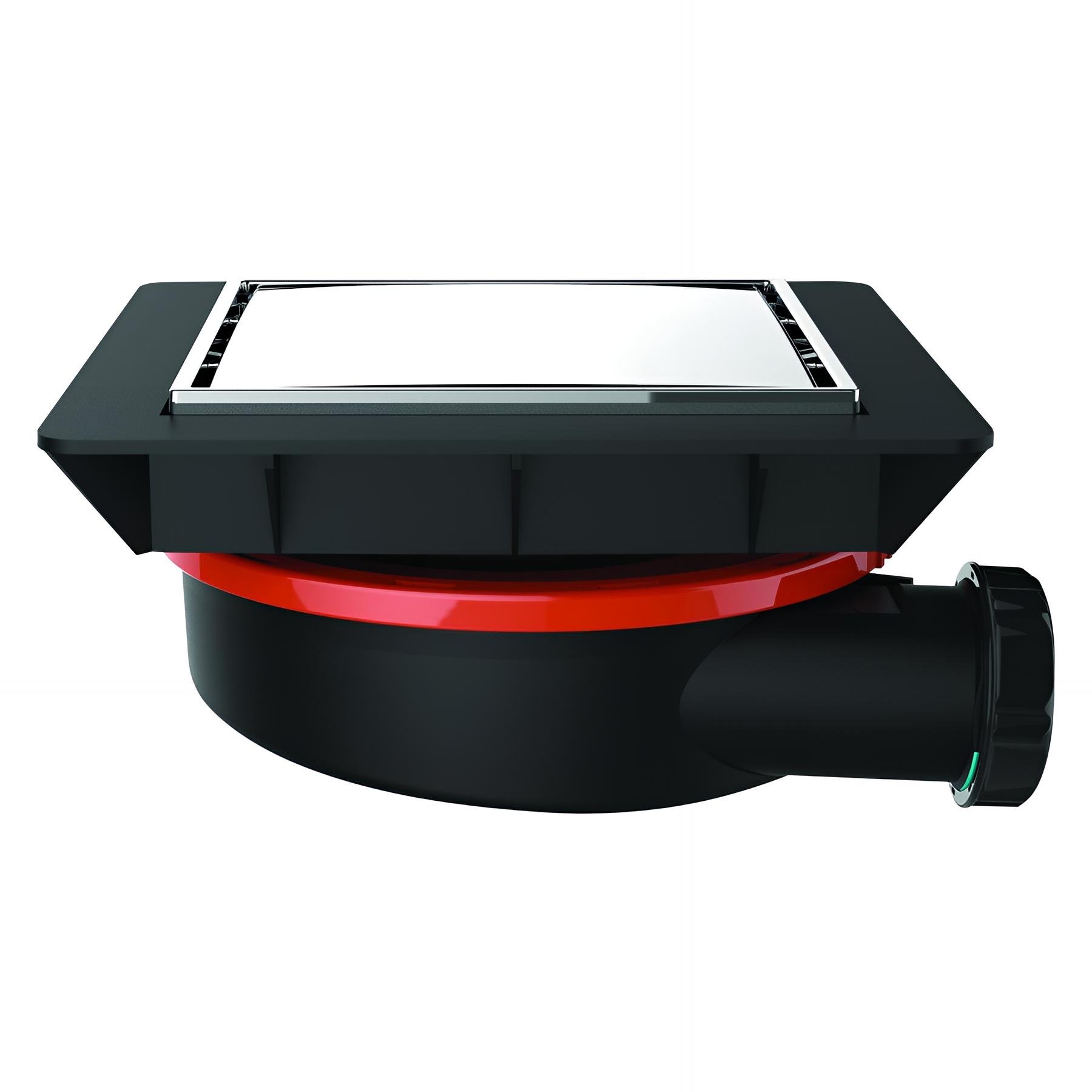 Bonde de sol réglable grand débit, FLUSH à carreler,capot 134x134mm,sortie Ø40mm