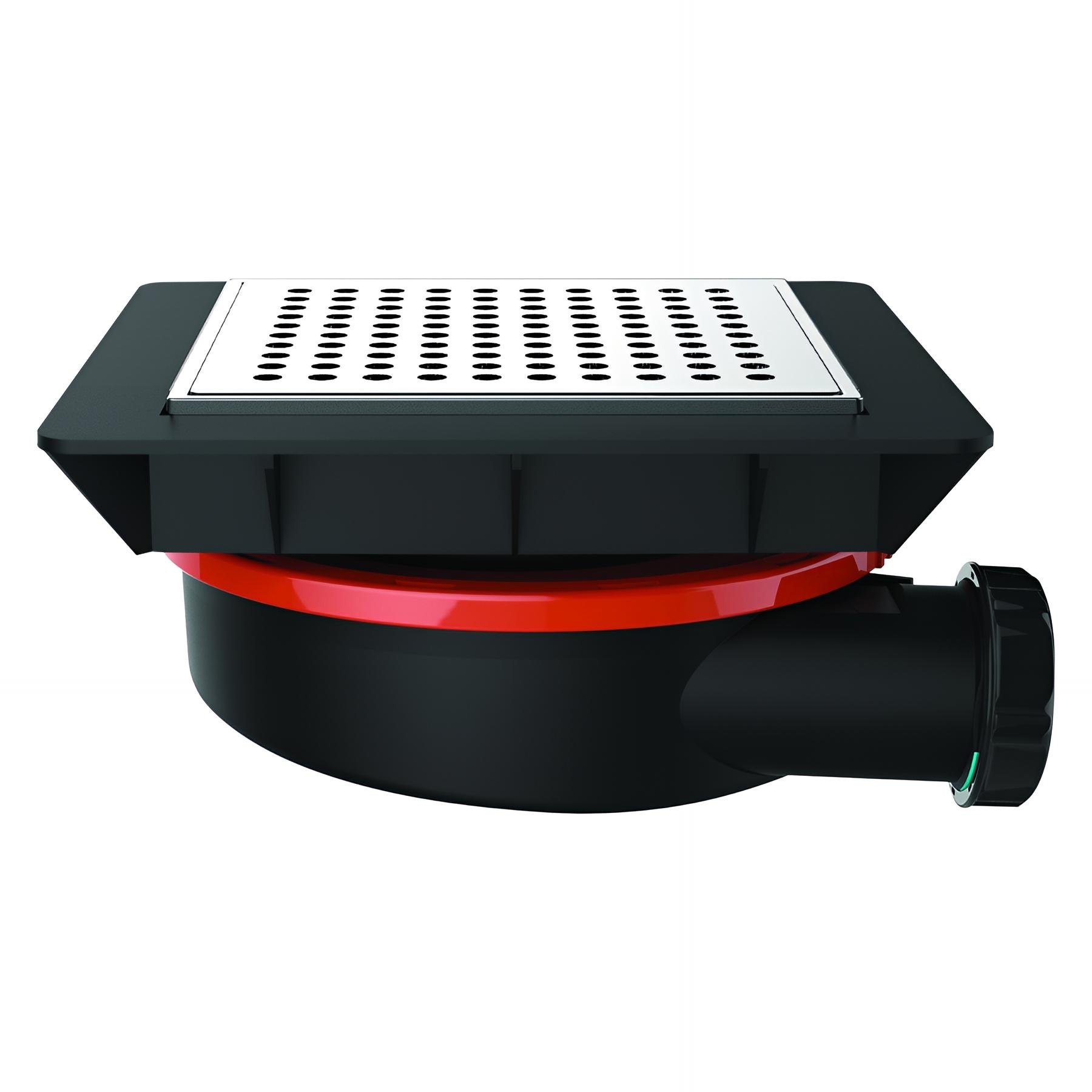 Bonde de sol réglable grand débit,FLUSH à carreler,grille 139x139mm,sortie Ø40mm