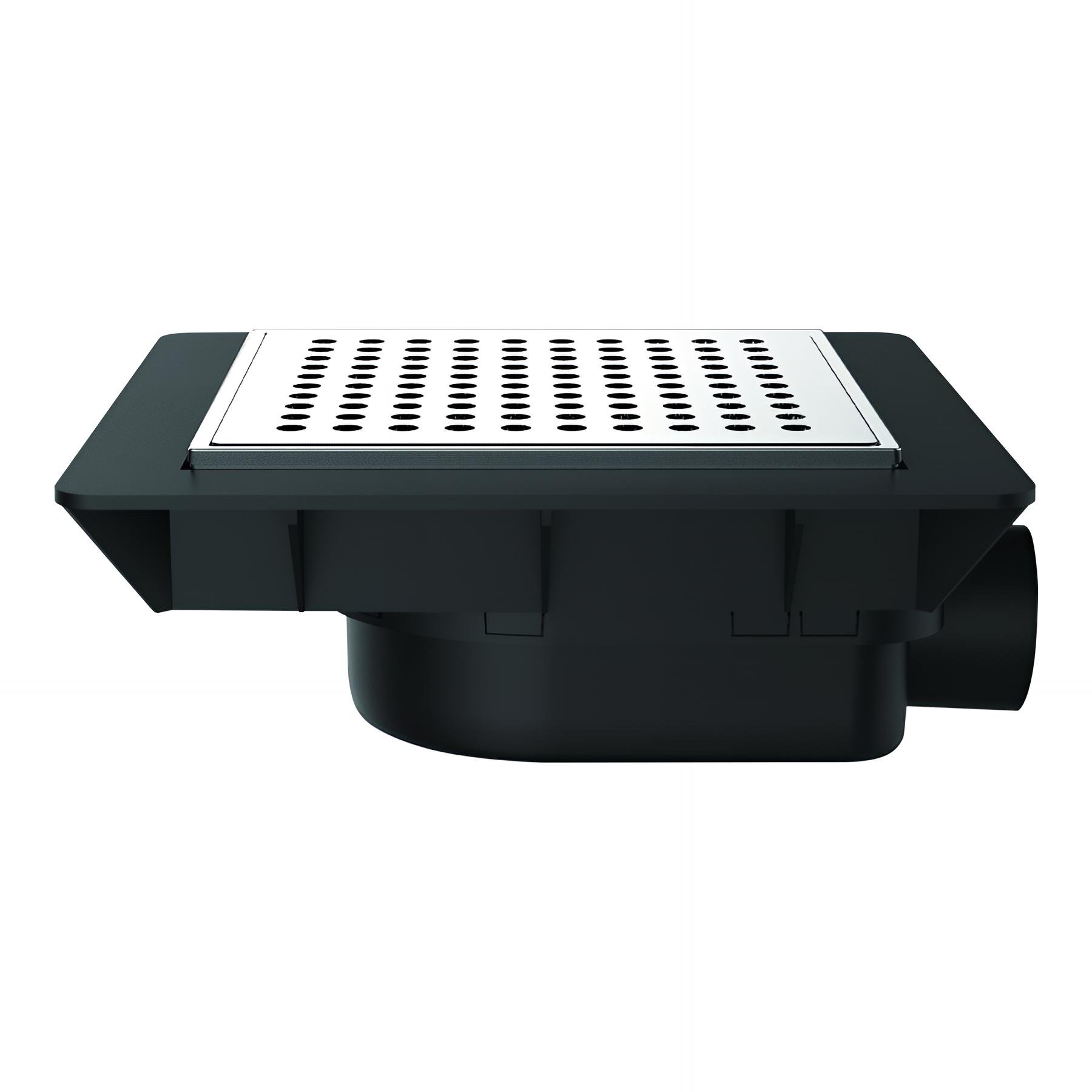 Bonde de sol ultra-plate, SMART à carreler, grille139x139, horiz. Ø40mm à coller