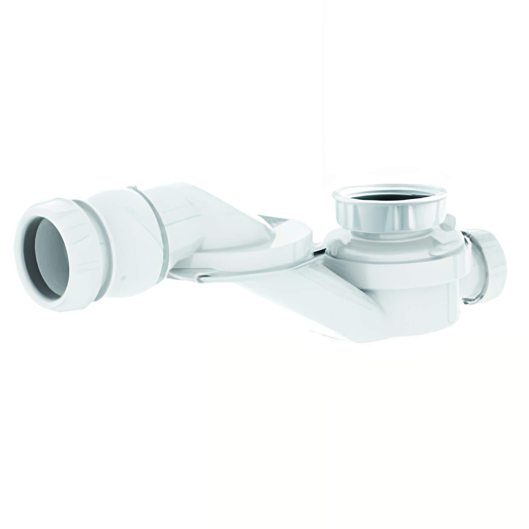 Siphon baignoire extra-plat, sortie orientable sur rotule Ø40mm, H. 98mm