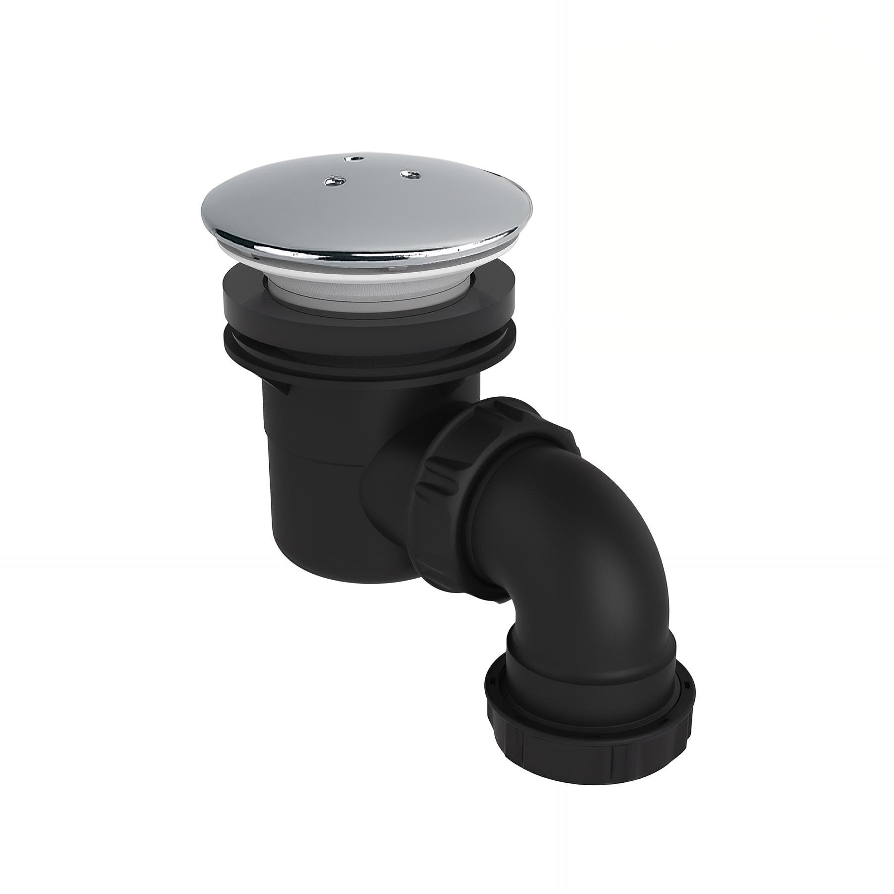 Bonde receveur douche Ø60mm, capot métal chromé Ø90mm, sortie orientable Ø40mm