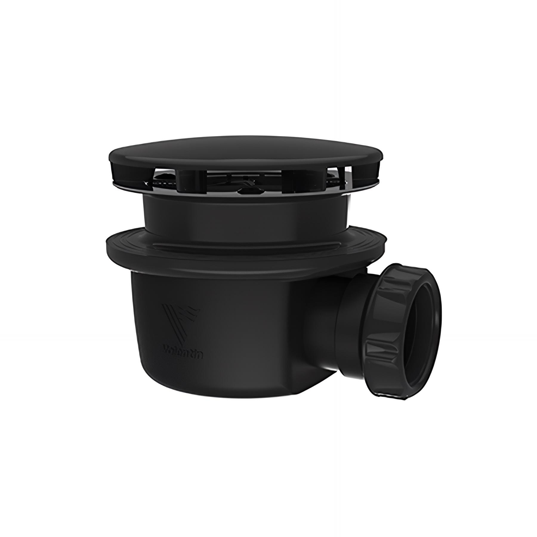 Bonde extra-plate receveur Ø90mm,MINIME, capot ABS noir Ø116mm, H. 60mm