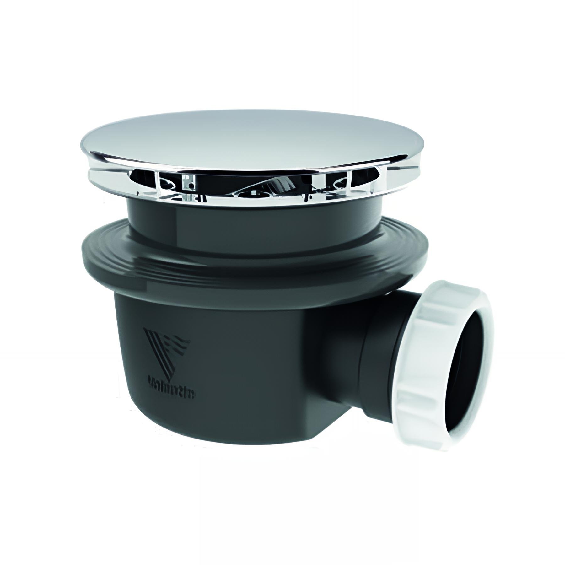 Bonde extra-plate receveur Ø90mm,MINIME, capot métal chromé Ø116mm, H. 60mm