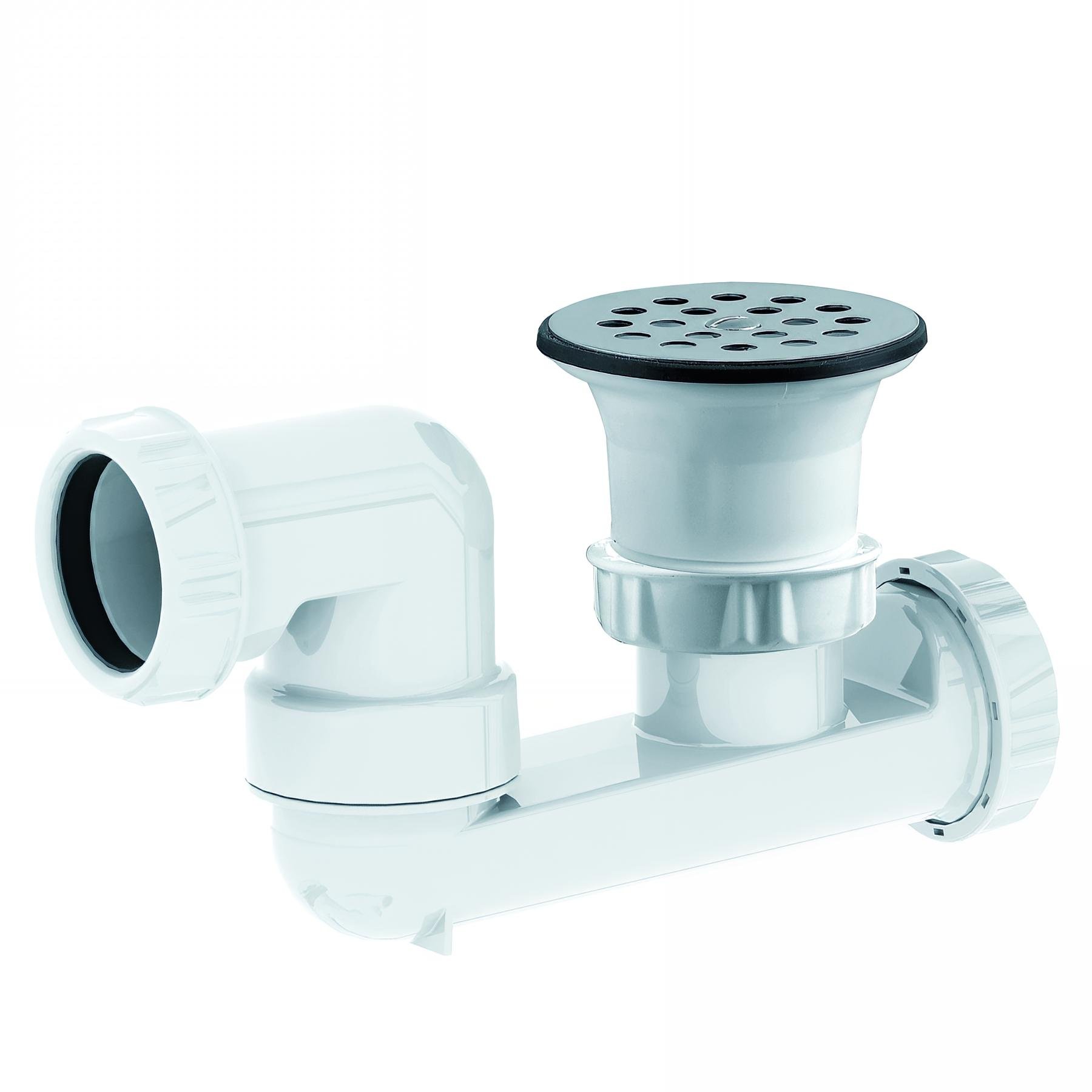 Bonde de douche Ø50mm, grille Ø70mm, sortie horizontale orientable Ø40mm