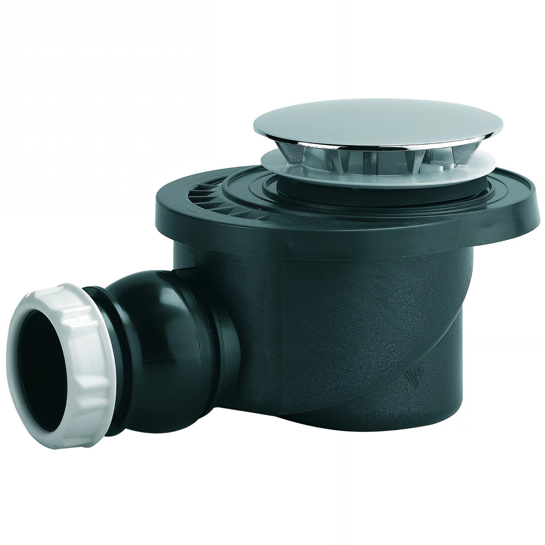 Bonde douche Ø60mm, capot métal Ø90mm, sortie horiz. à visser et/ou coller Ø40mm