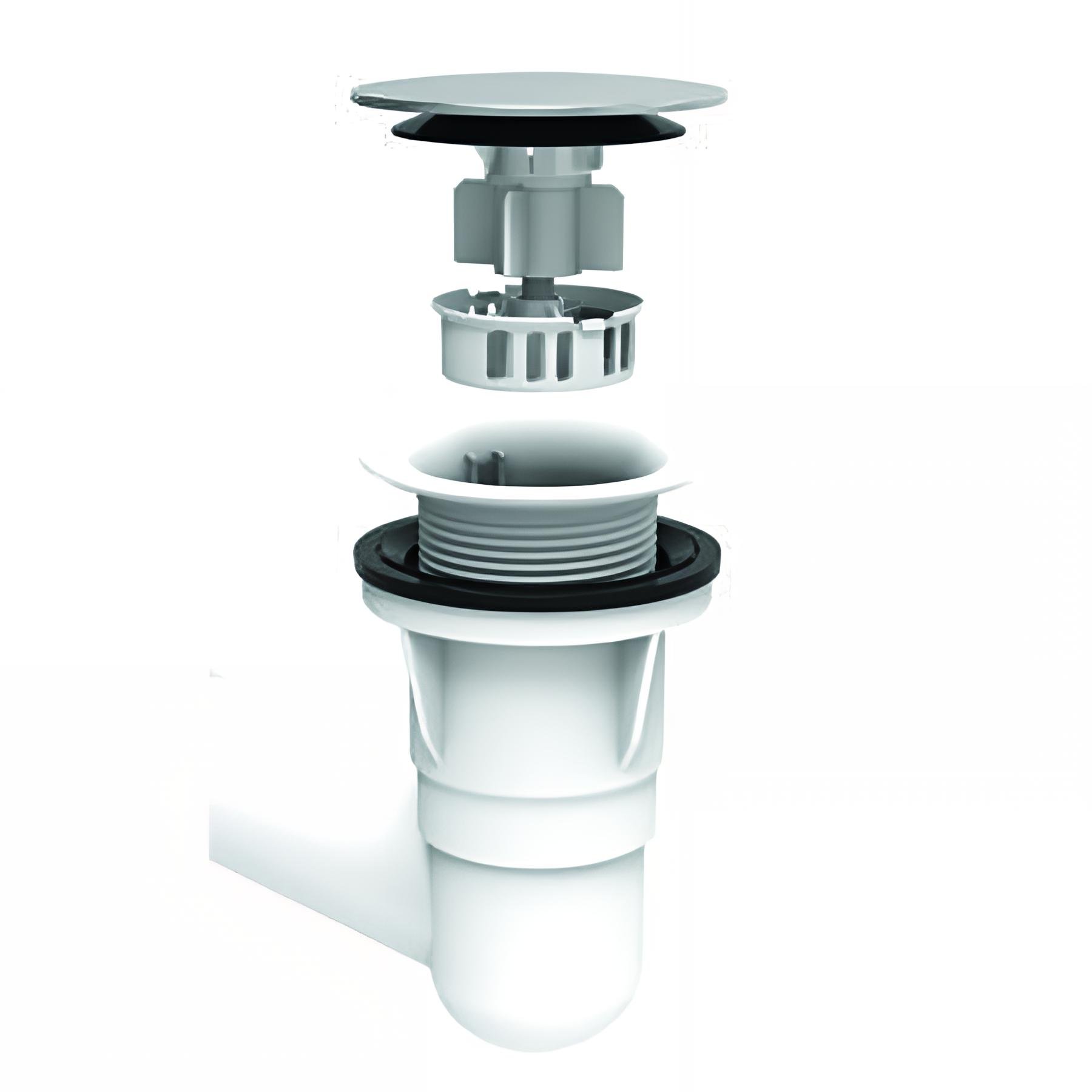 Vidage baignoire PÉDICLIC, enjoliveur et clapet ABS chromé, panier filtre