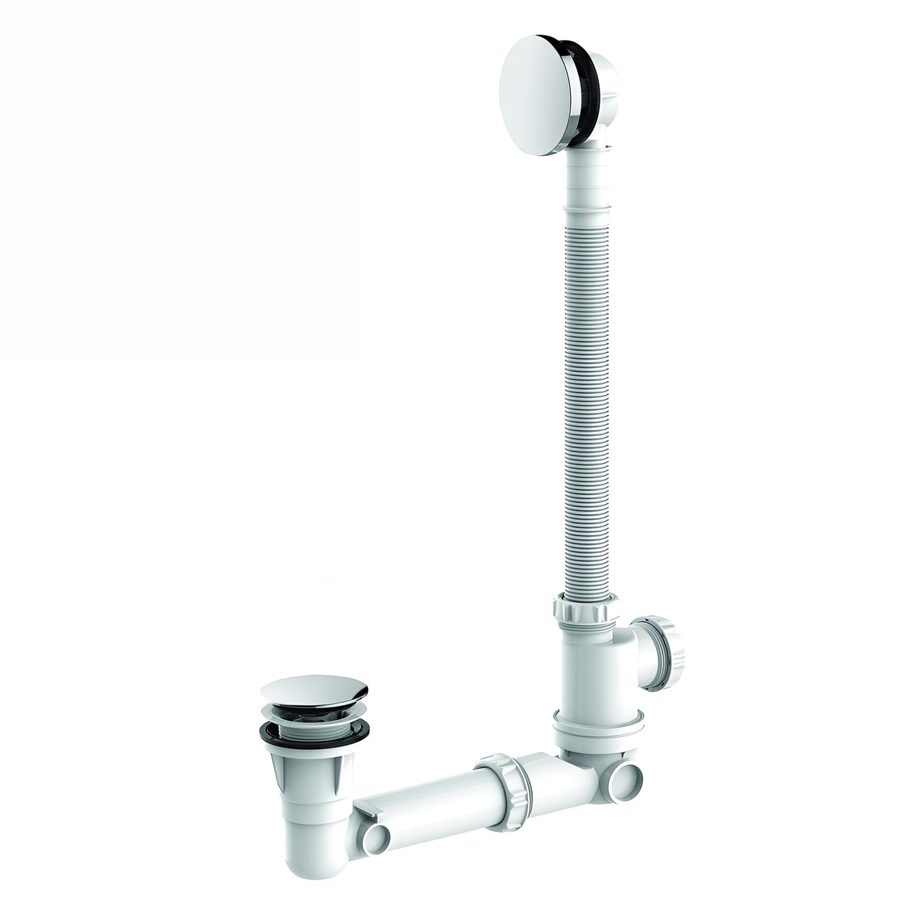 Vidage baignoire PÉDICLIC, enjoliveur et clapet ABS chromé, panier filtre