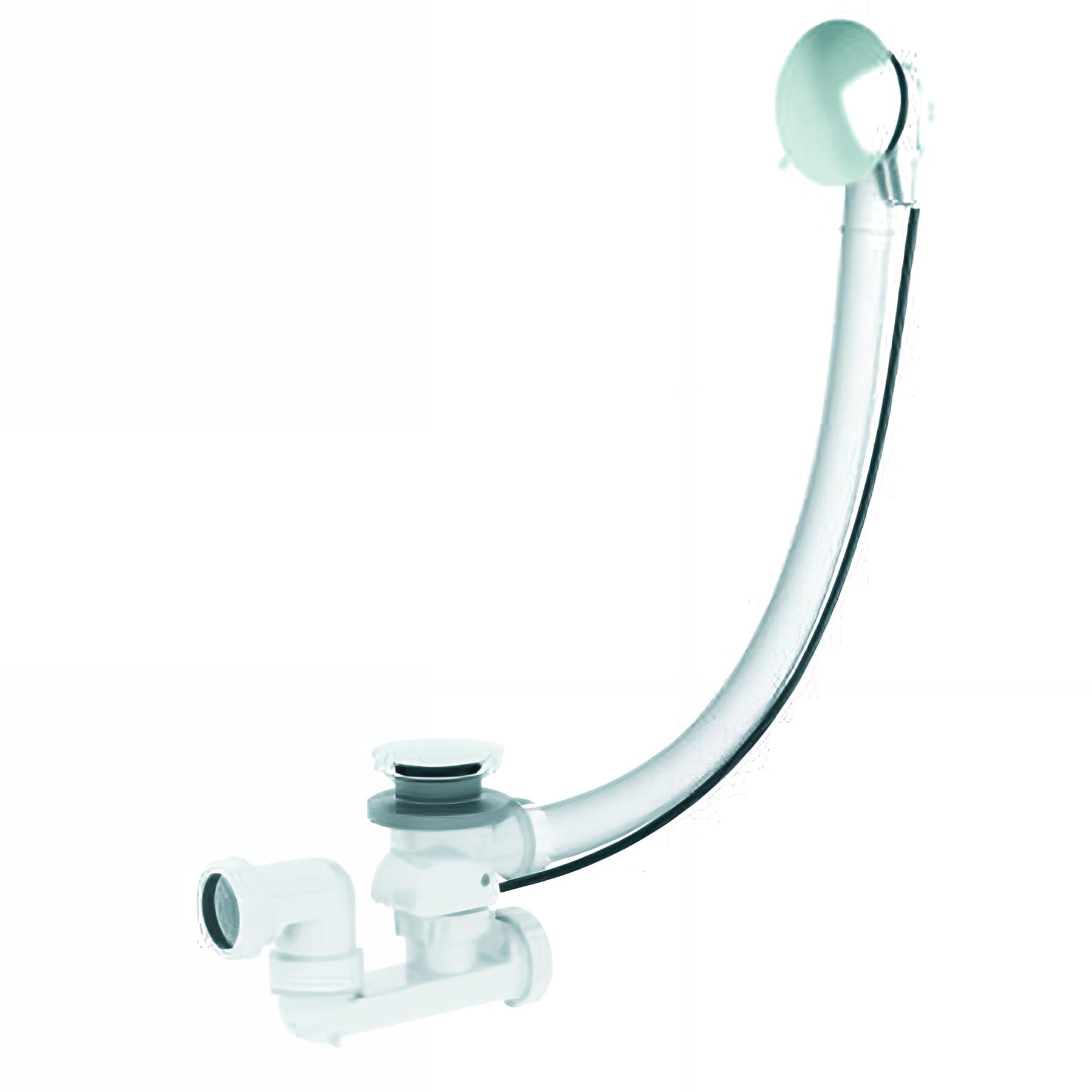 Vidage baignoire à câble 1m, volant ABS chromé, clapet inox, cuvette inox Ø70mm