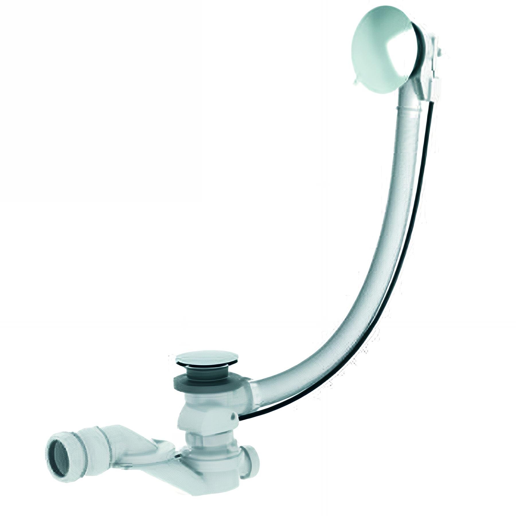 Vidage baignoire à câble 650mm, volant métal, clapet laiton, cuvette inox