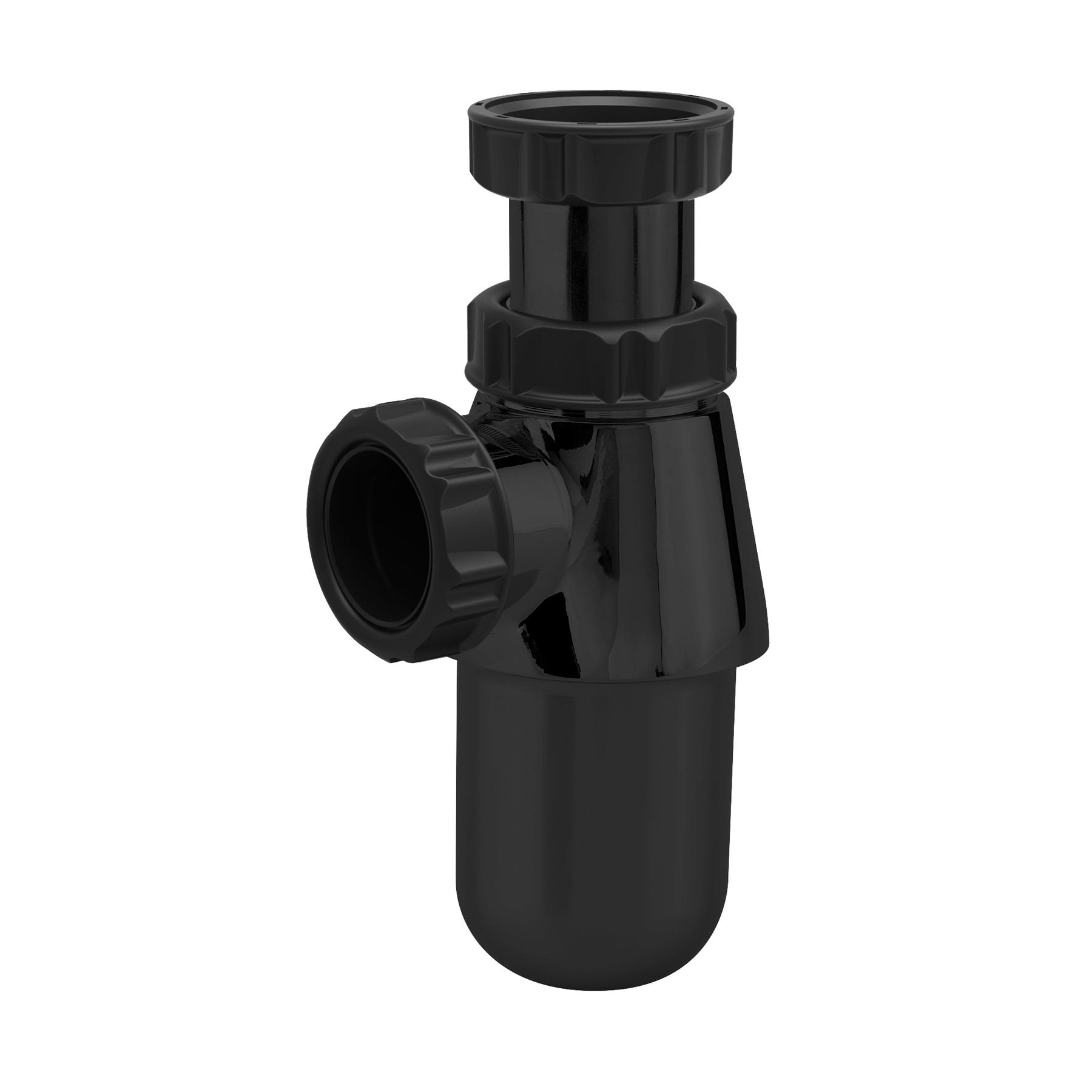 Siphon lavabo ABS noir, réglable 50/105mm, sortie Ø32mm, débit : 46 l/mn