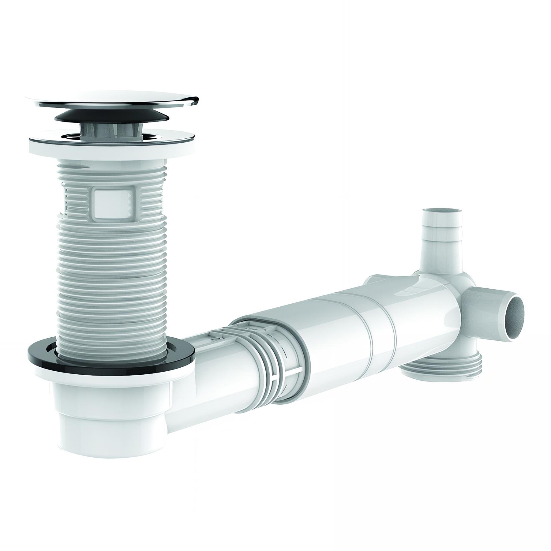 Tubulure extra-plate TBXP lavabo,réglable,bonde H.100 recoupable,clapet inox