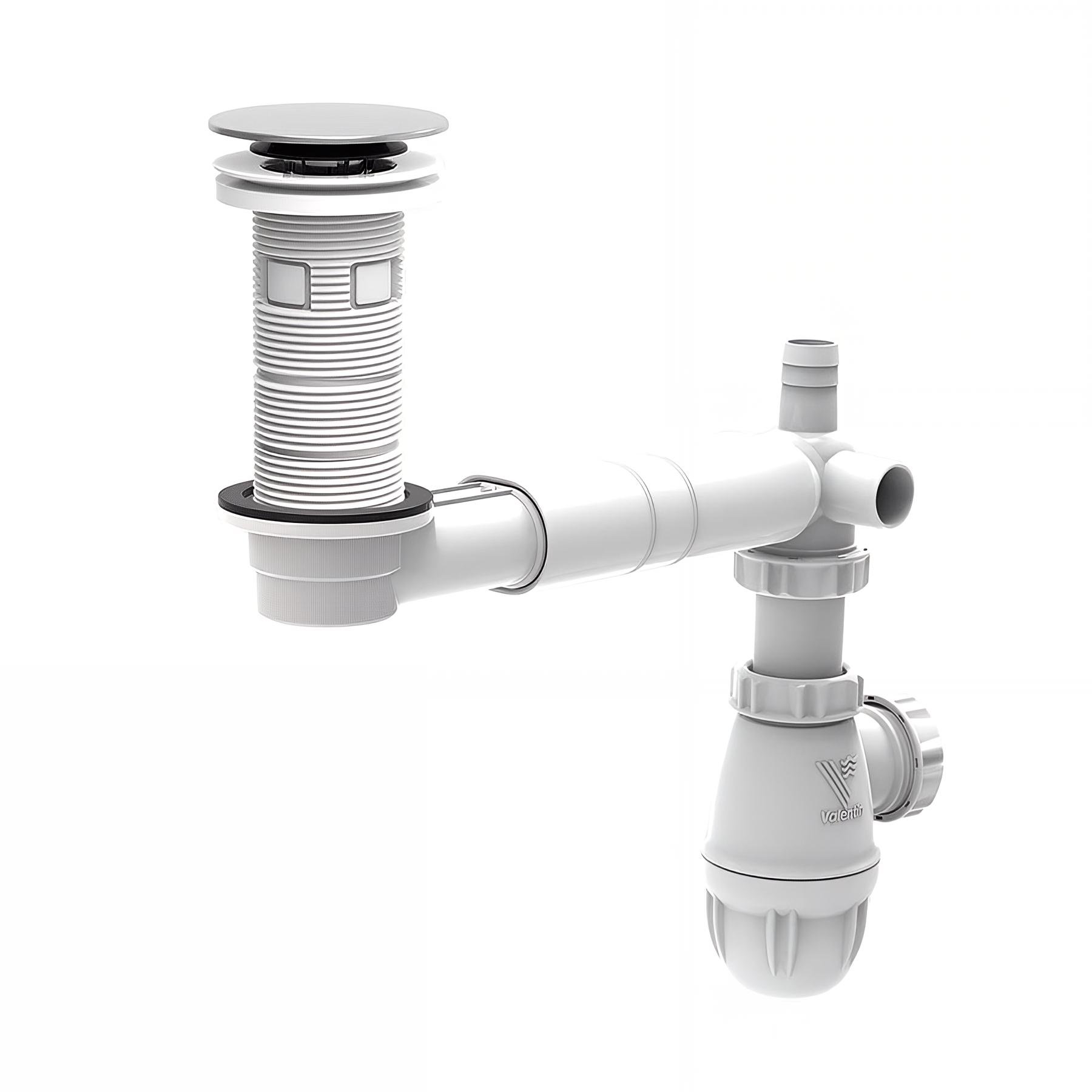 Equipement complet TBXP lavabo, extra-plat et réglable, clapet inox, siphon NF