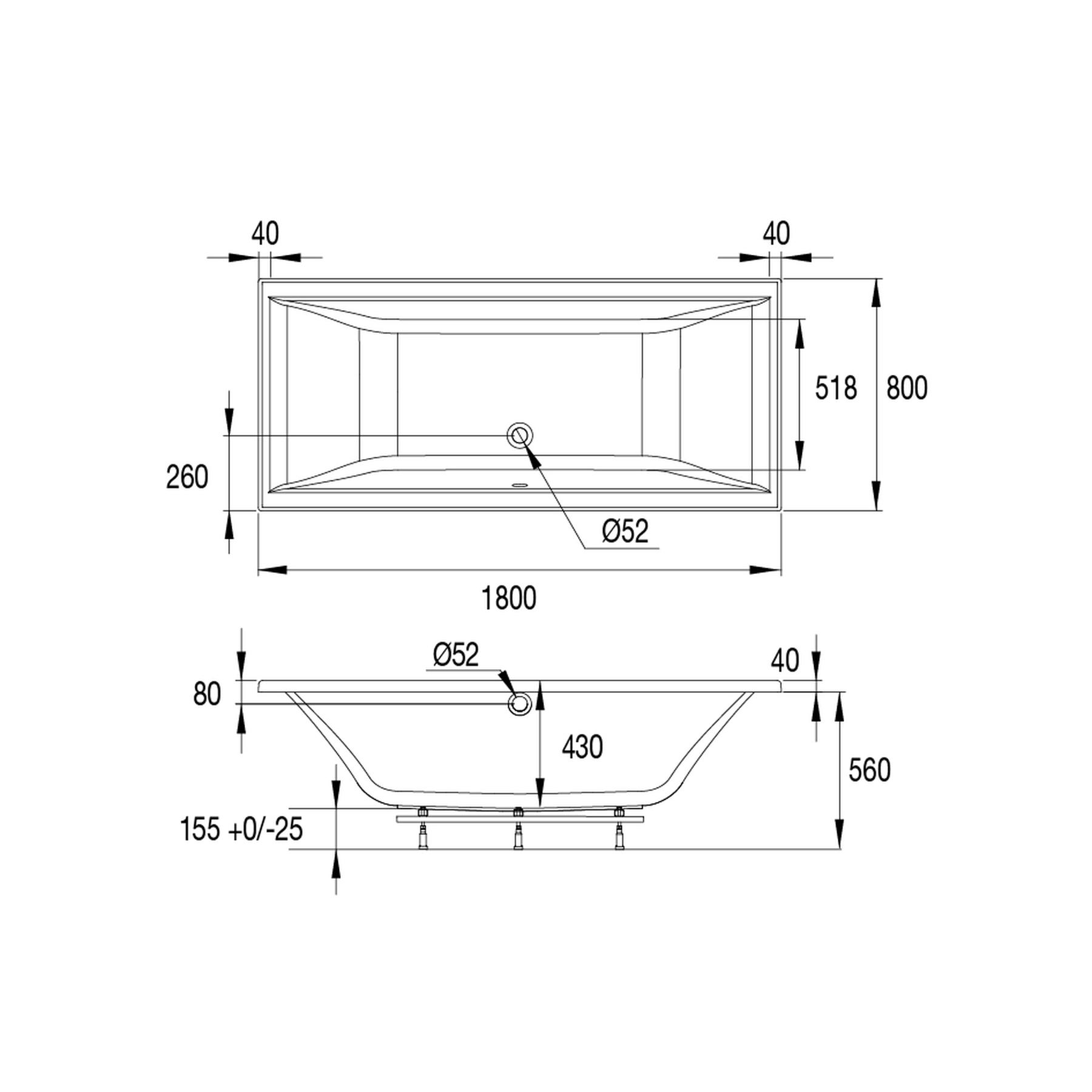 Baignoire design KYO duo - 180x80cm