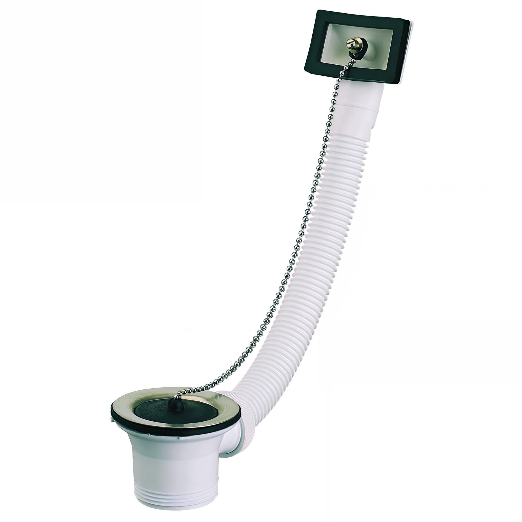 Bonde évier Ø50mm, bouchon noir Ø45, cuvette Ø70, serrage 0 à 10, avec TP