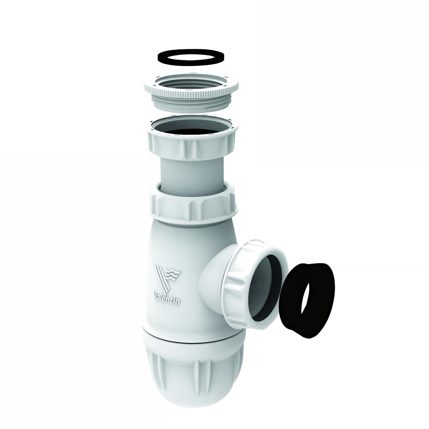 Siphon universel, H. réglable 62 à 97mm, entrée 1"1/2 ou 1"1/4 , sortie Ø32/40mm