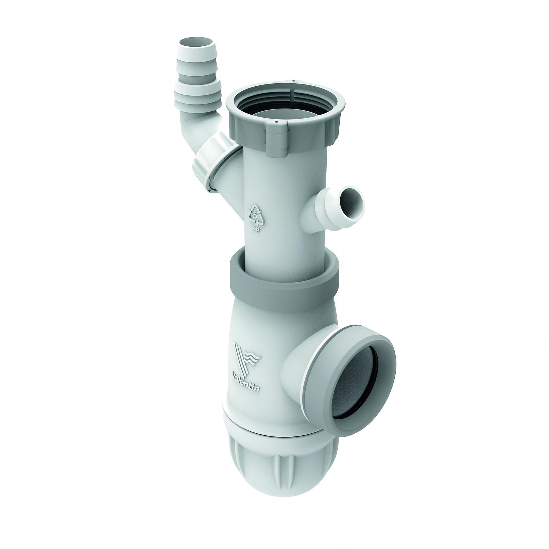Siphon évier bi-matière joints intégrés CONNECTIC, réglable 118 à 162mm, prises
