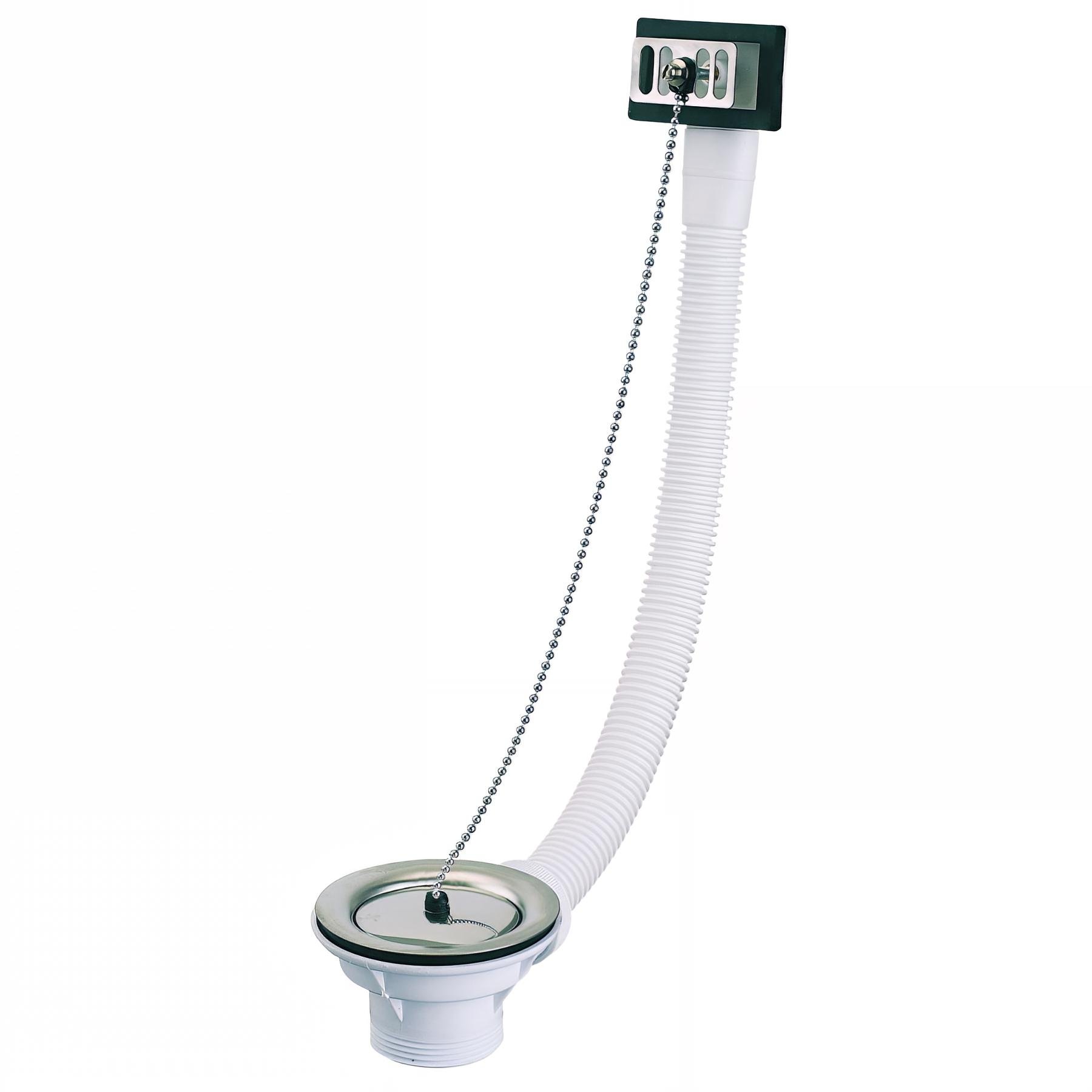 Bonde évier Ø60mm, bouchon enjoliveur inox, cuvette Ø85, serrage 0 à 60, avec TP