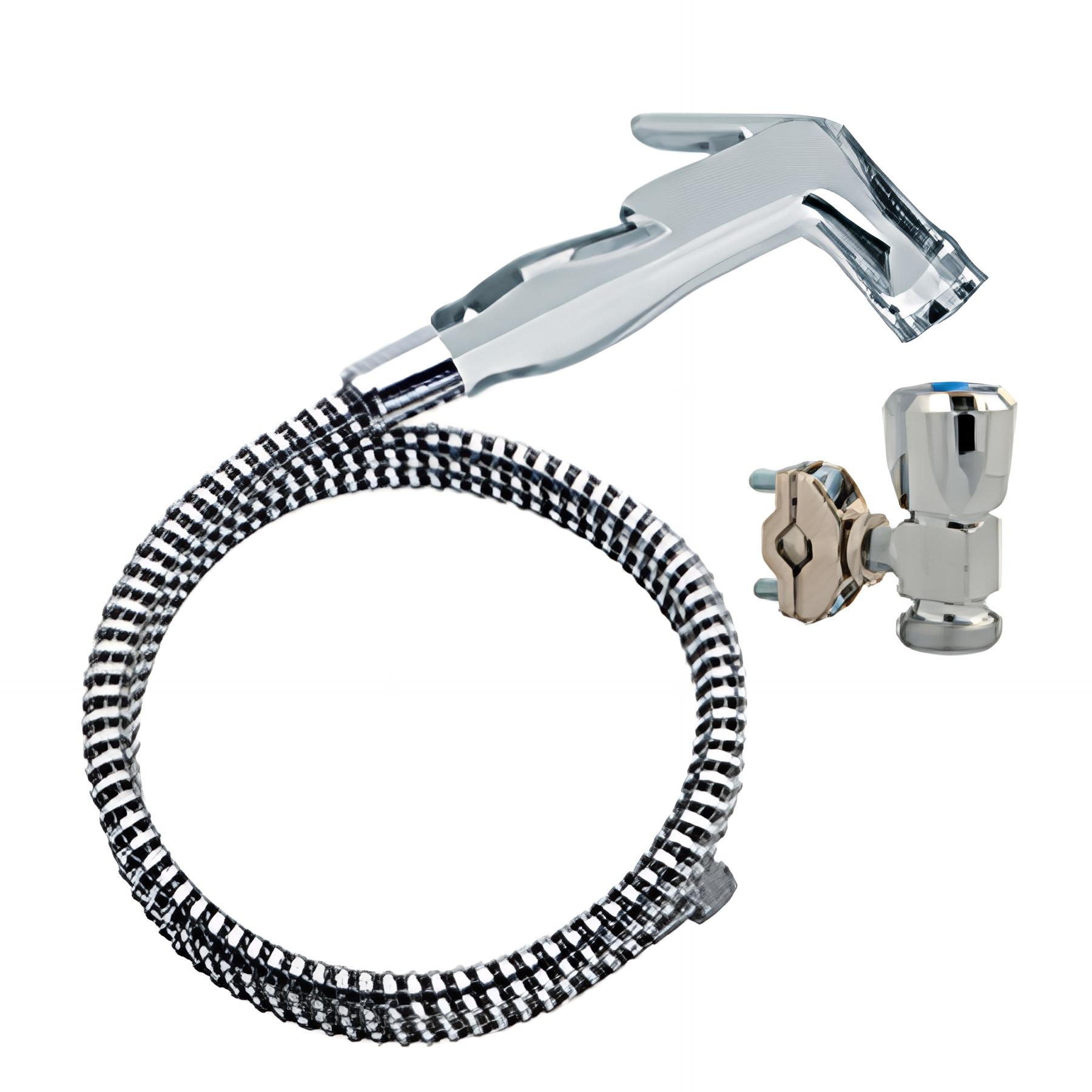 Kit douchette 1 jet HYGIENE, flexible PVC 1,25m, robinet autoperceur, adaptateur