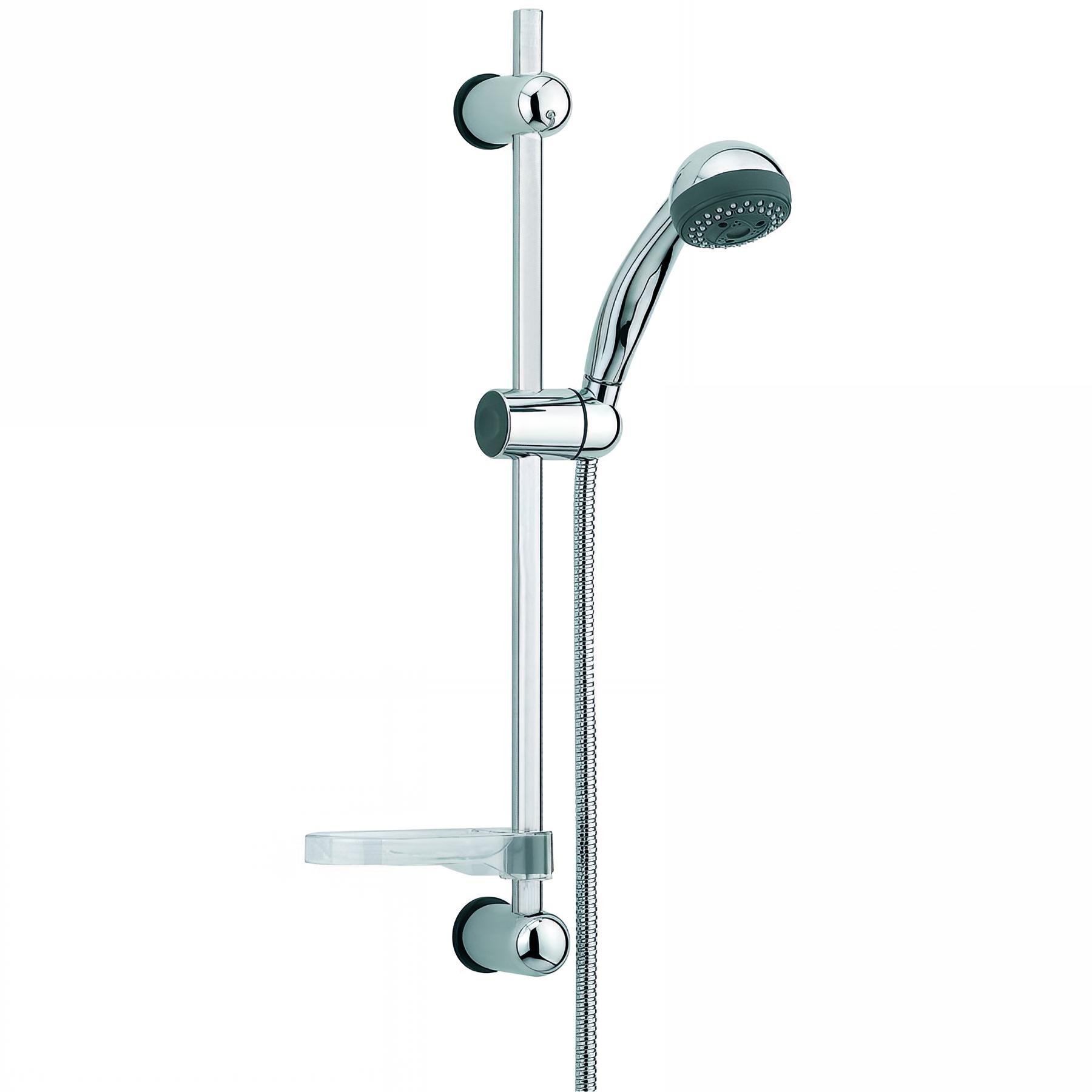 Ensemble MUTINE 2 jets, barre inox chromé Ø18x600mm, porte-savon, flexible 1,75m