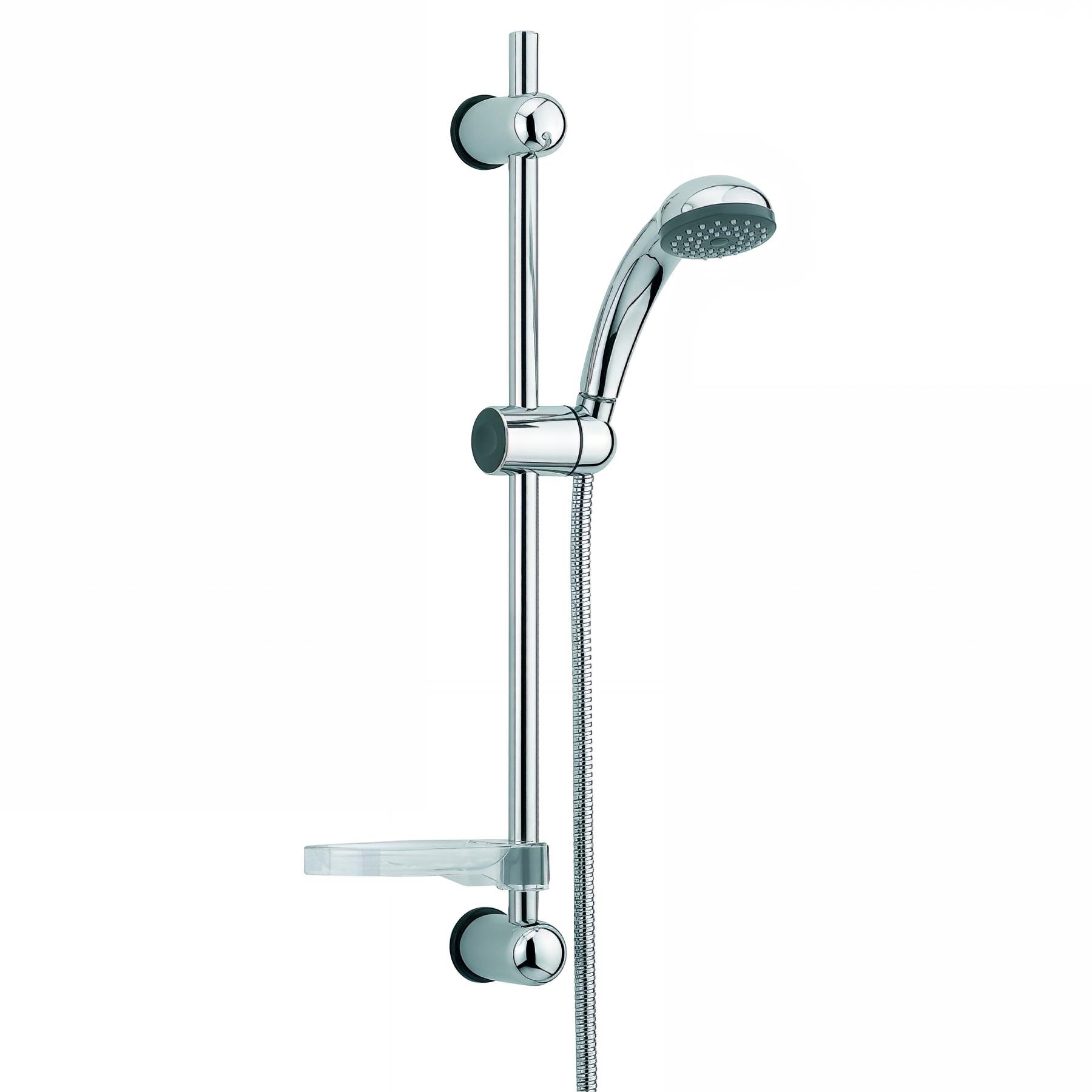 Ensemble COBRA 1 jet, barre inox chromé Ø18x560mm, porte-savon, flexible 1,50m