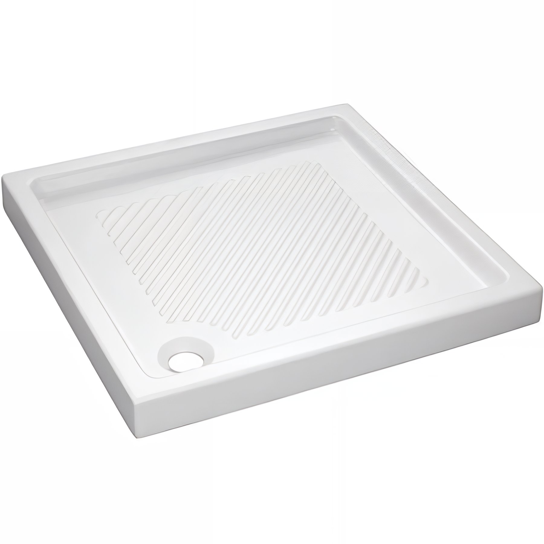 Receveur de douche à poser épaisseur 8cm céramique traditionnelle fond texturé SANINDUSA Moraira 75x75 blanc