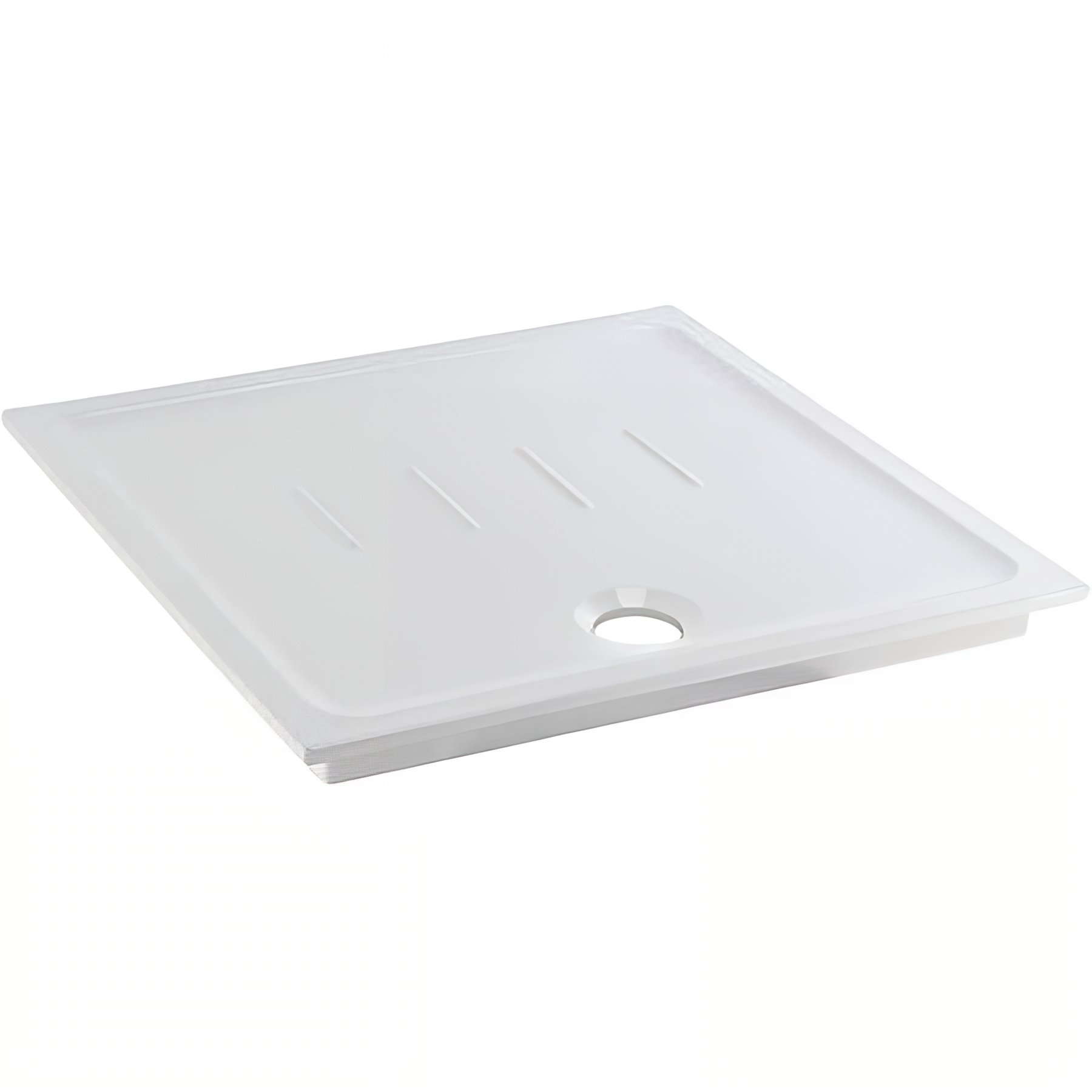 Receveur de douche à encastrer épaisseur 80mm céramique traditionnelle SANINDUSA Waterline 90x90 blanc