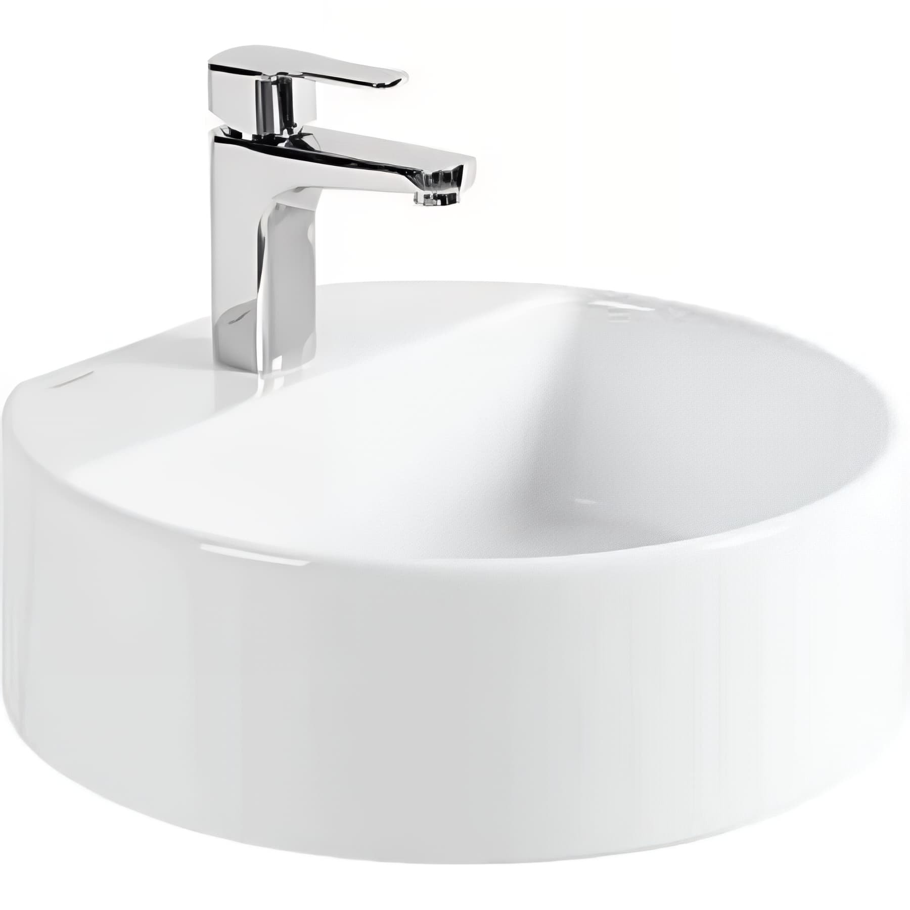 Lavabo rond à poser porcelaine vitrifiée SANINDUSA Round blanc 45 avec trou robinet (mitigeur et vidage non inclus)