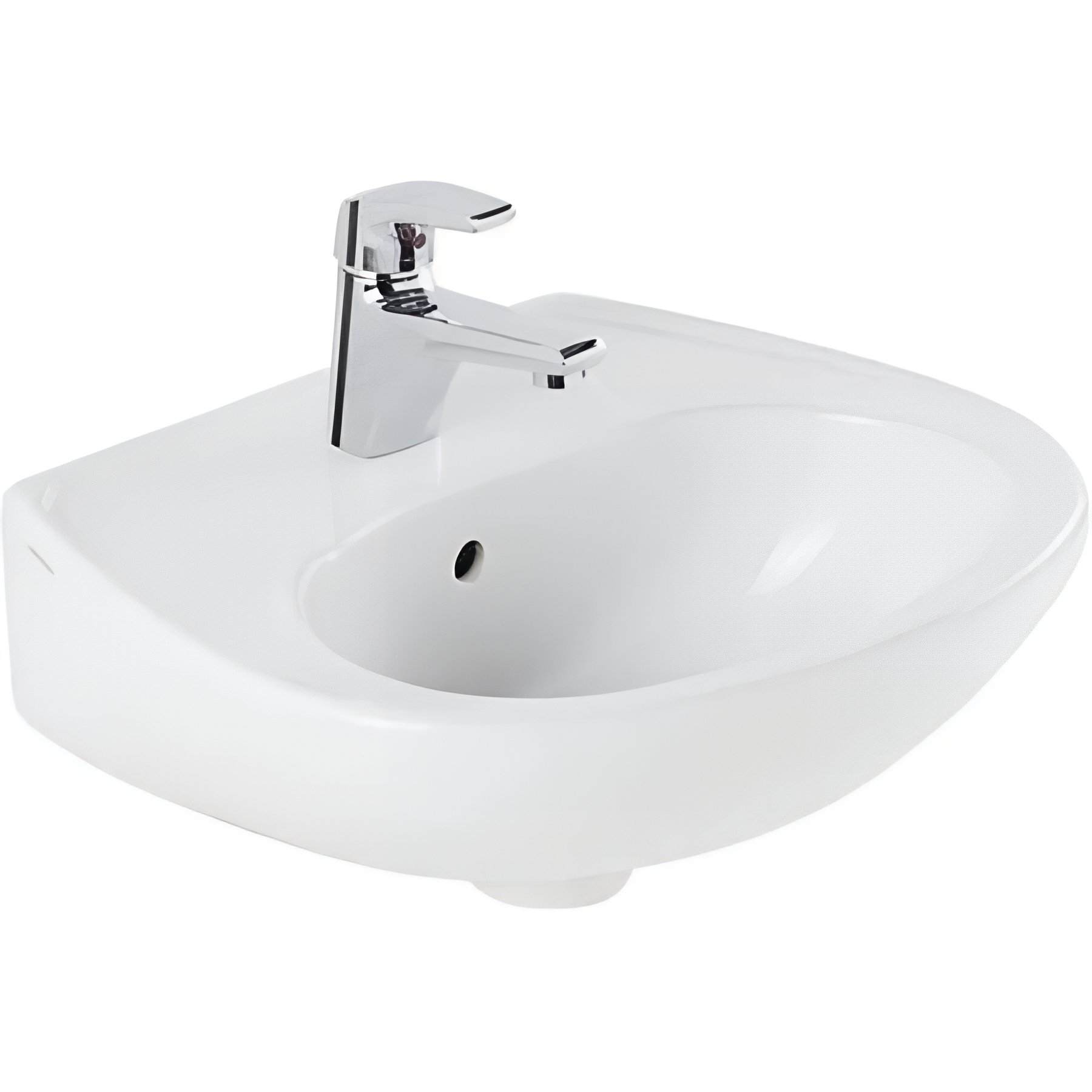 Lavabo compact 45x38 mural céramique traditionnelle hauteur 19,7cm SANINDUSA Mondego blanc (mitigeur et vidage non inclus)